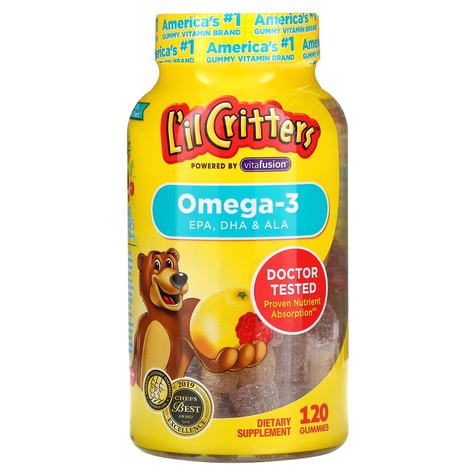 L'il Critters, Omega-3, Limonada de frambuesa, 120 gomitas