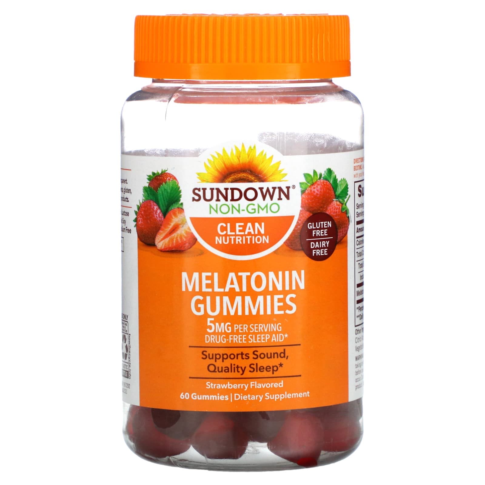 Sundown Naturals, Gomitas de melatonina, con sabor a fresa, 2.5 mg, 60 gomitas