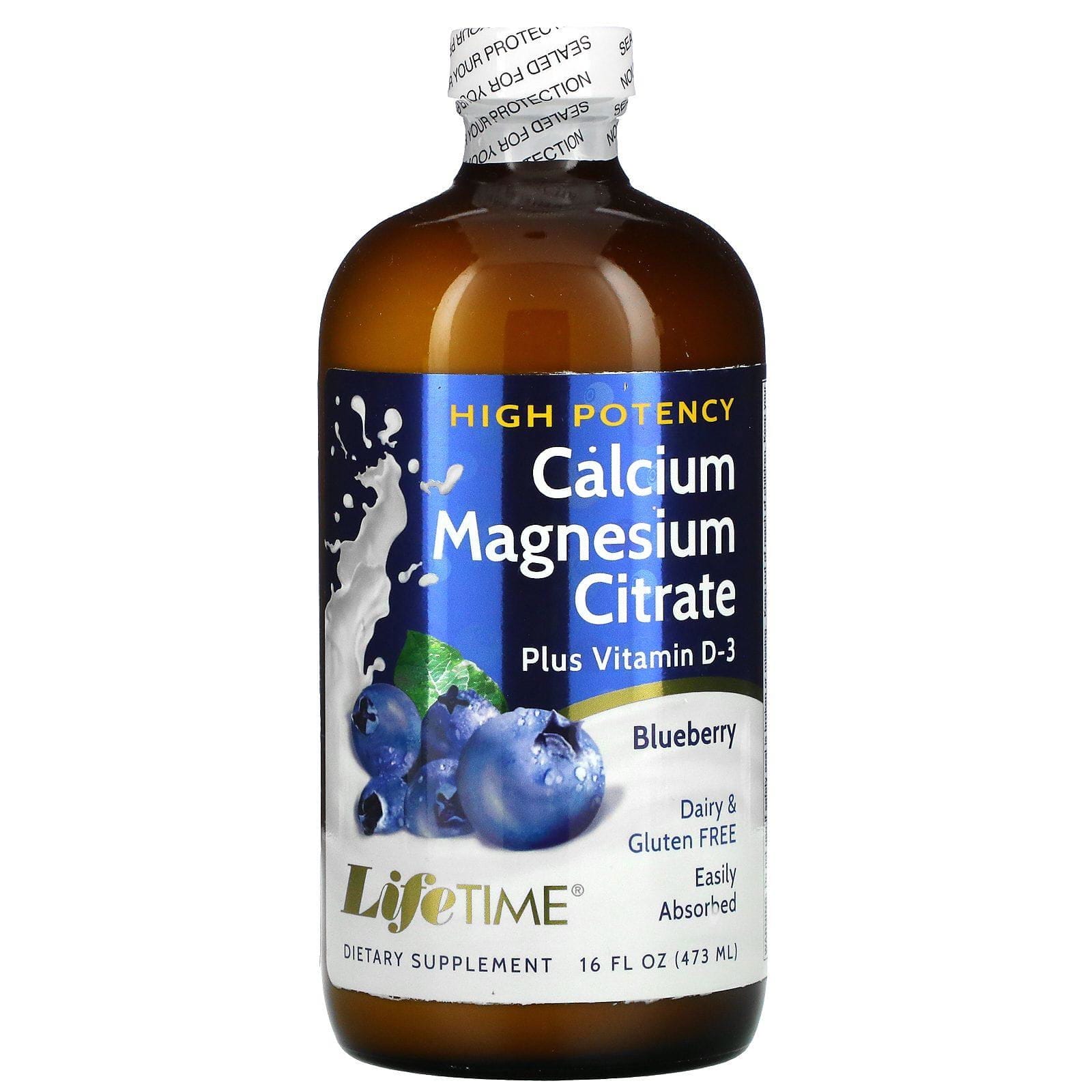 LifeTime Vitamins, Calcium Magnesium Citrate Plus Vitamin D3, Blueberry, 16 fl oz (473 ml)