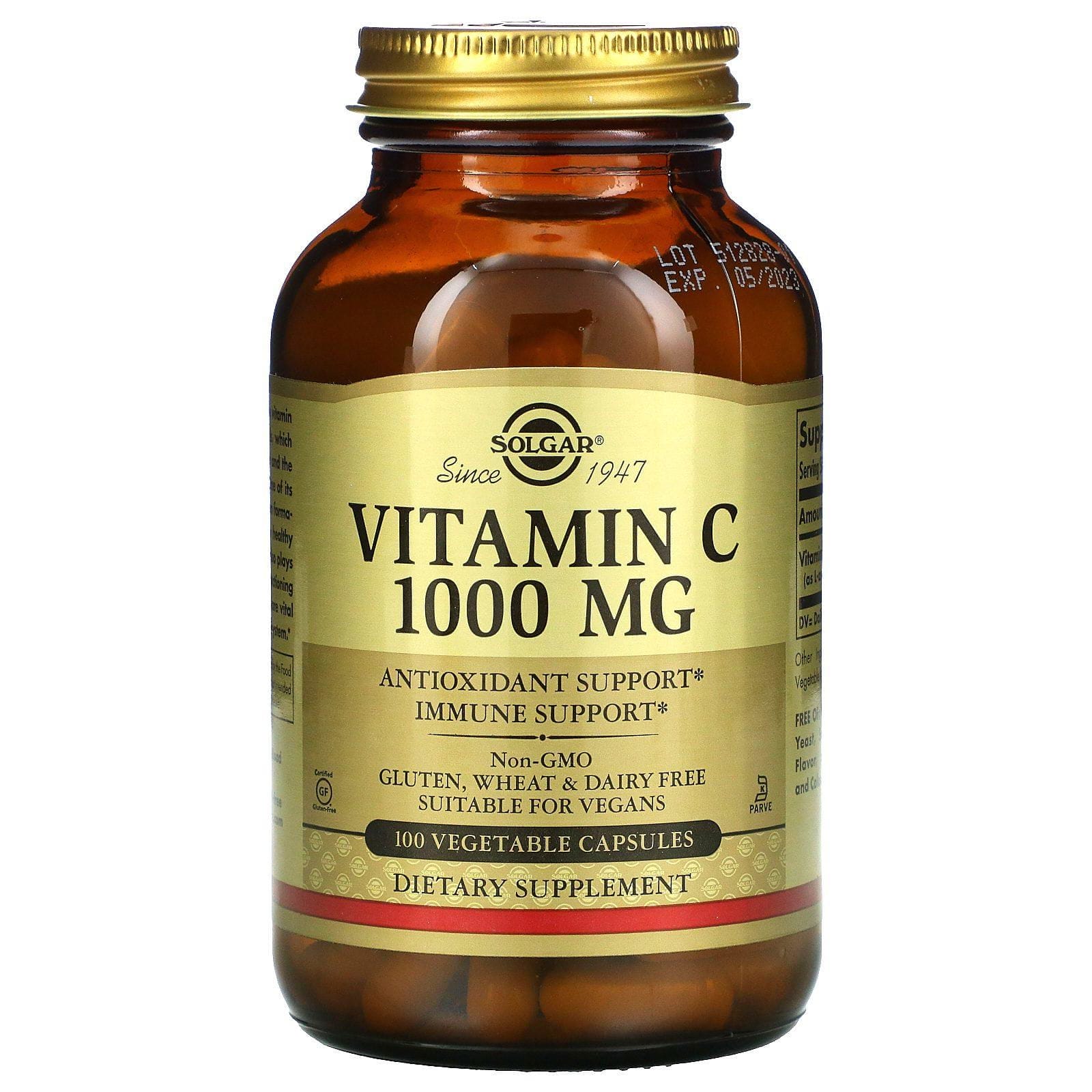 Solgar, Vitamina C, 1000 mg, 100 cápsulas vegetales
