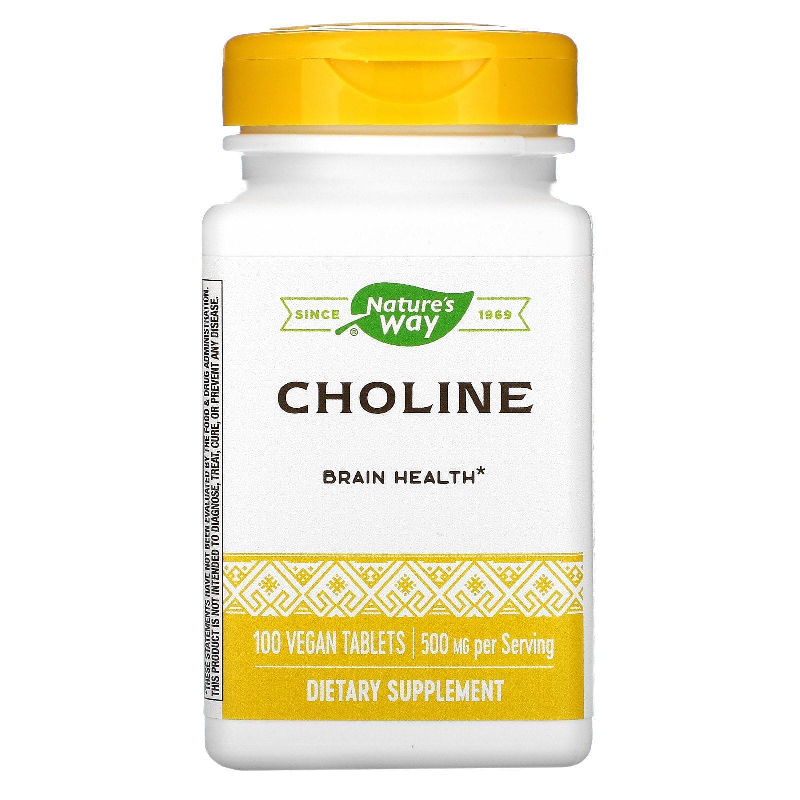 Nature's Way, Colina, 500 mg, 100 comprimidos veganos