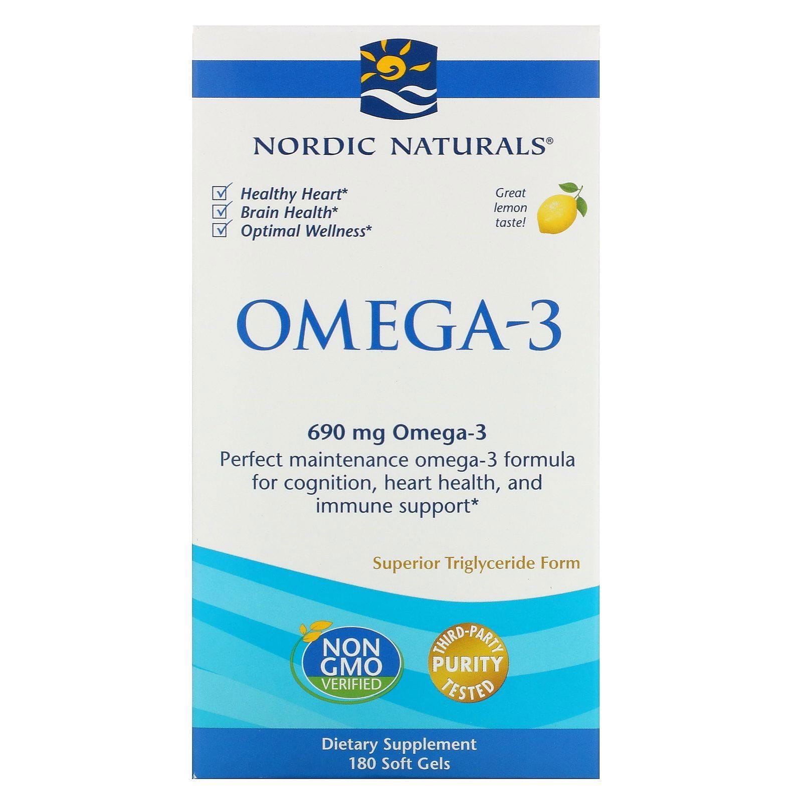 Nordic Naturals, Omega-3, Limón, 690 mg, 180 cápsulas blandas