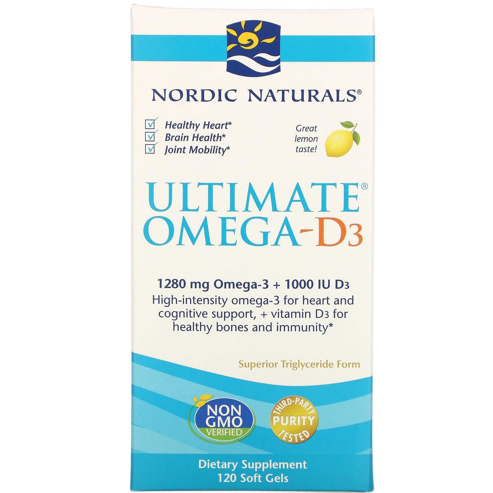 Nordic Naturals, Ultimate Omega-D3, Limón, 1000 mg, 120 cápsulas blandas