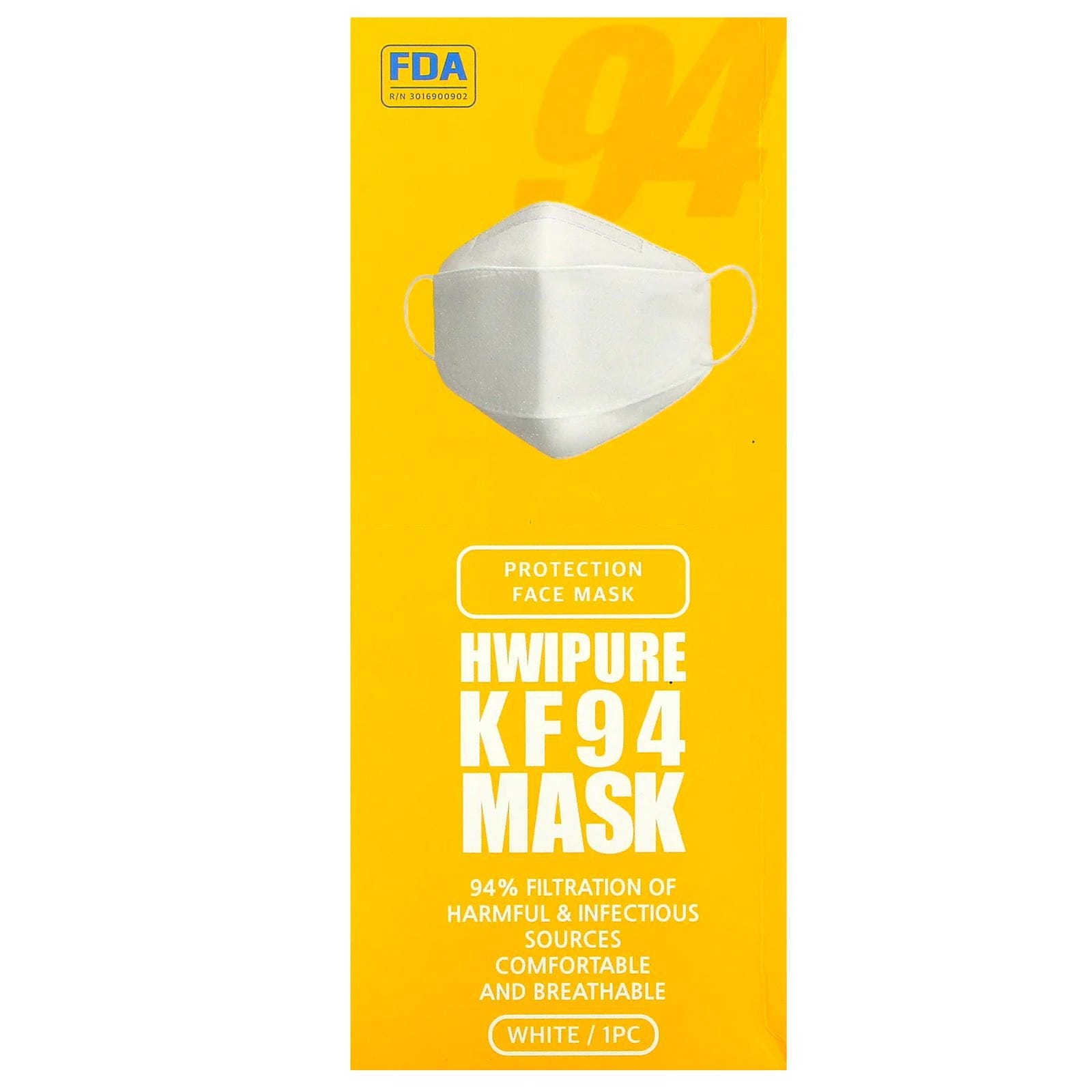 Hwipure, Disposable KF94 ( N95 / KN95/ FFP2 ) Mask, 25 Masks