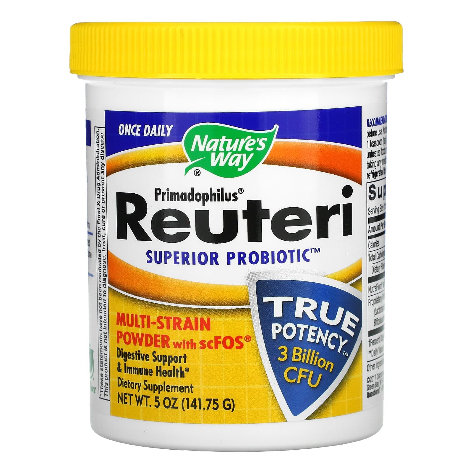 Nature's Way, Primadophilus Reuteri, Superior Probiotic, Suplemento probiótico en polvo, 3000 millones de UFC, 141,75 g (5 oz)