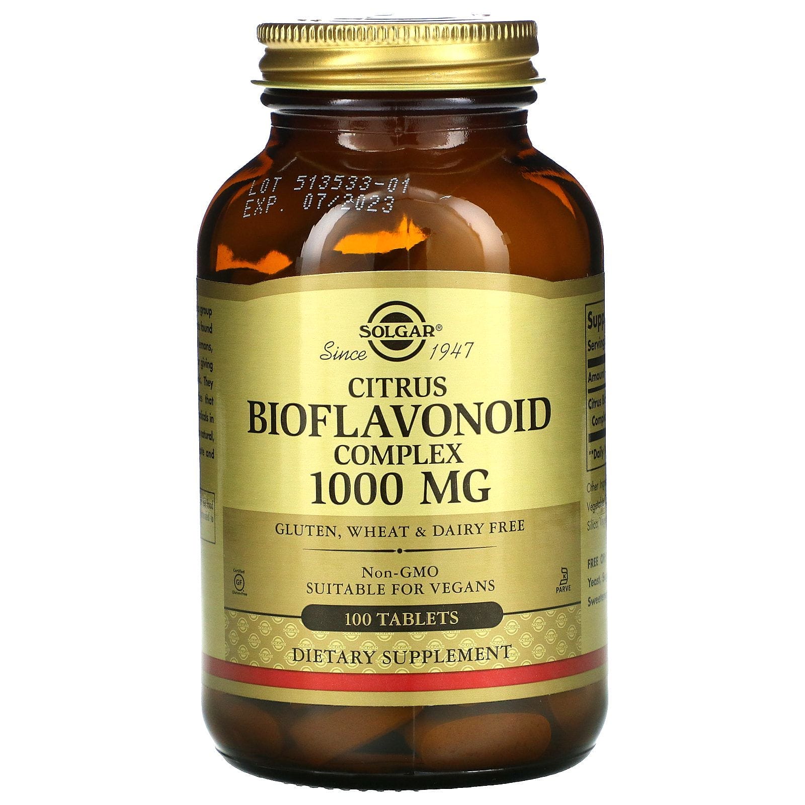 Solgar, Complejo de Bioflavonoides Cítricos, 1.000 mg, 100 Pastillas