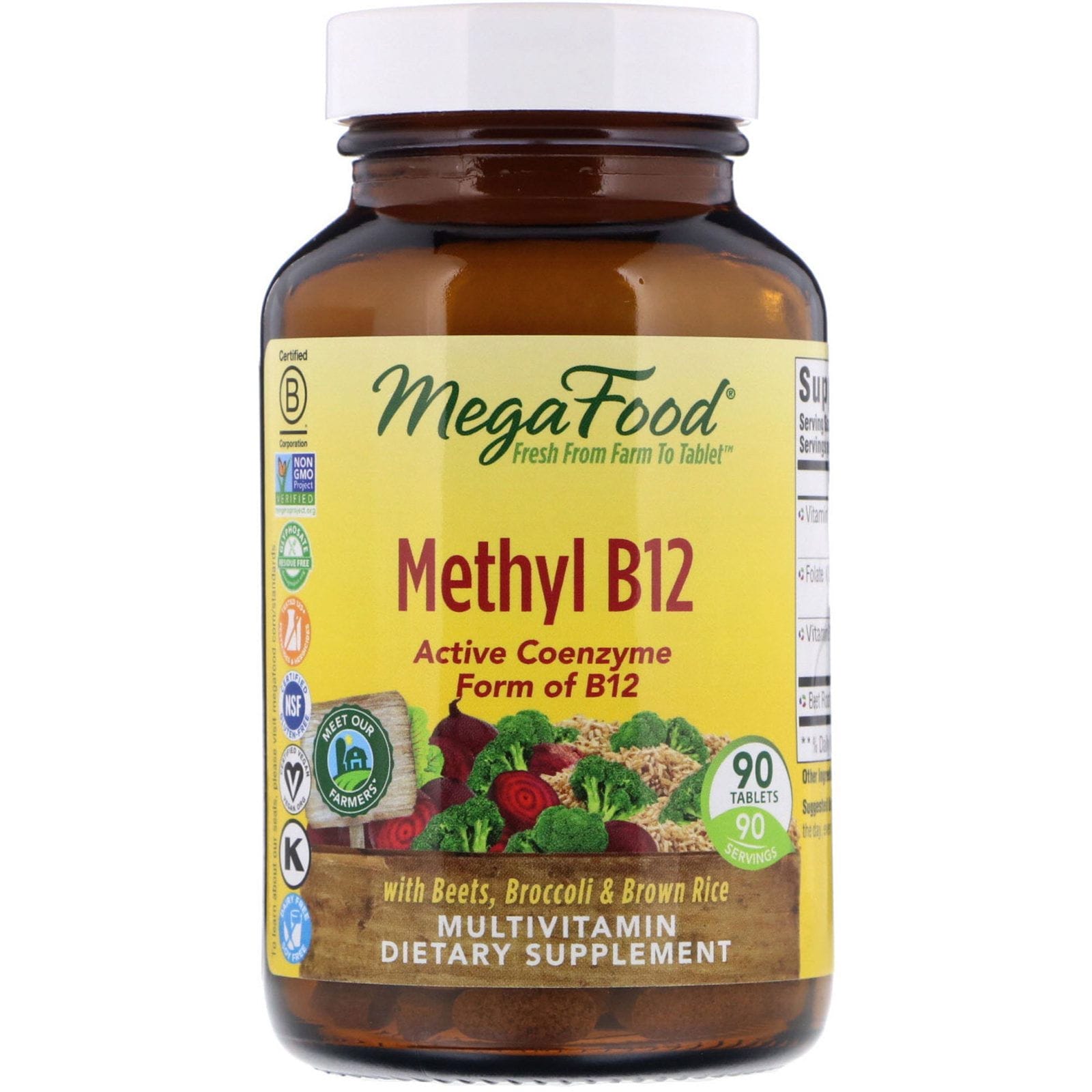 MegaFood, Metil B12, 90 comprimidos