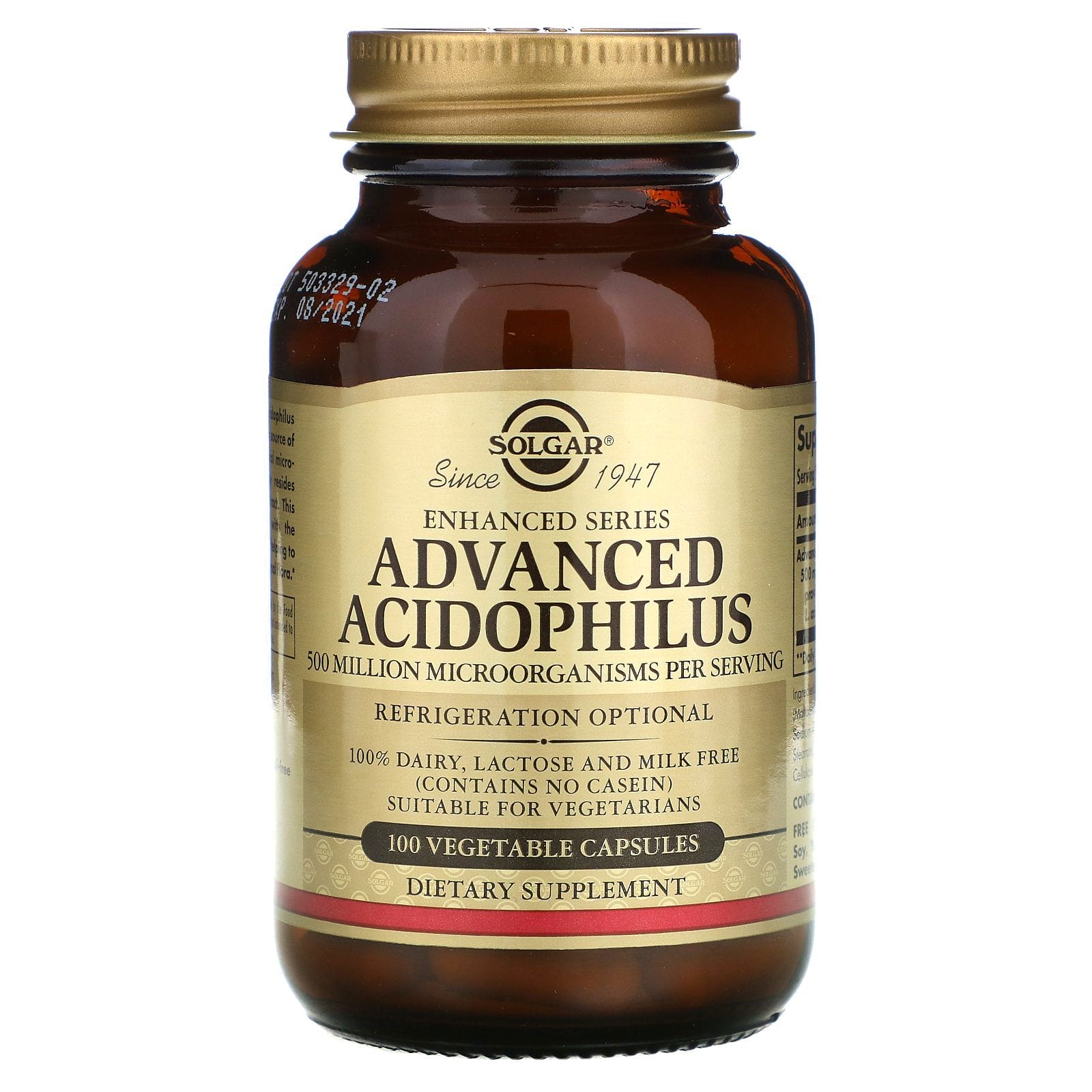 Solgar, Acidophilus Avanzado, 100 Cápsulas Vegetales