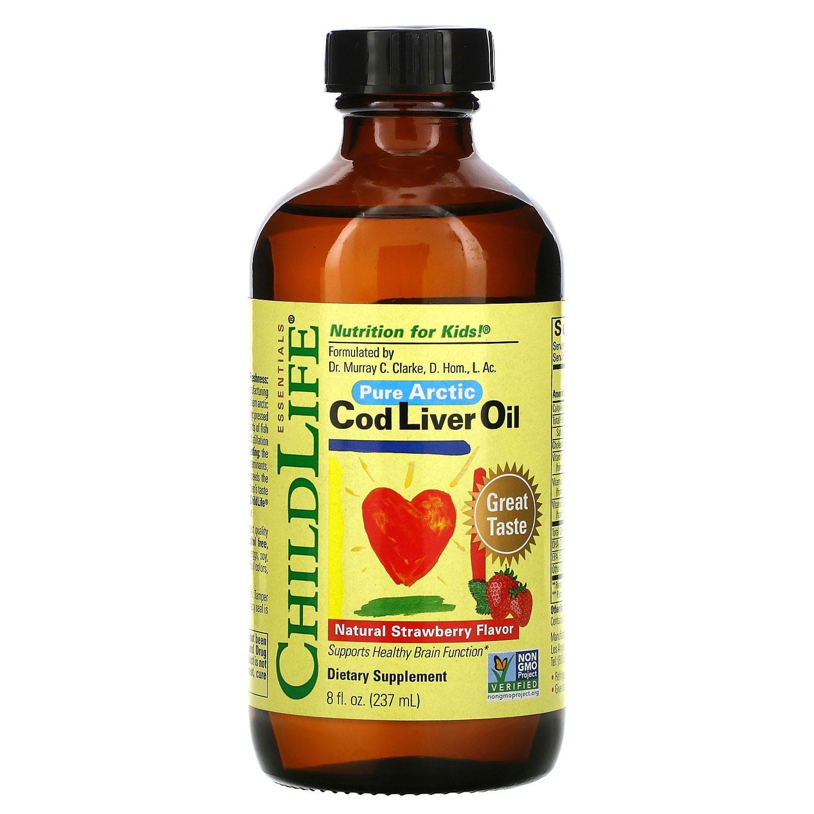ChildLife, Aceite de hígado de bacalao ártico puro, Sabor natural a fresa, 237 ml (8 oz. líq.)
