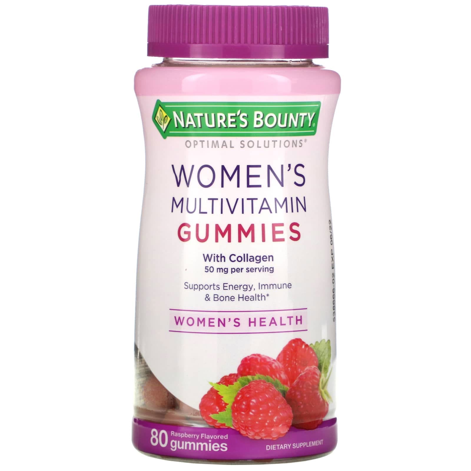 Nature's Bounty, Optimal Solutions, Gomitas multivitamínicas para mujeres, Sabor a frambuesa, 80 gomitas