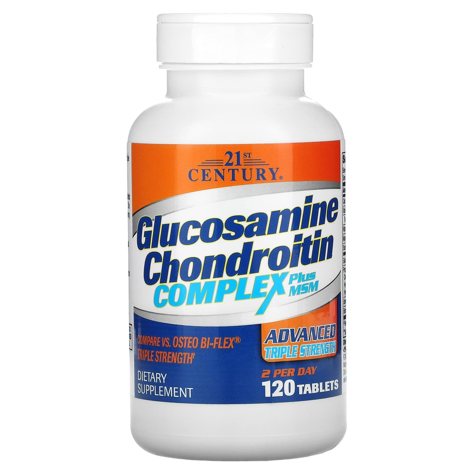 21st Century, Complejo con glucosamina y condroitina más MSM, Concentración triple avanzada, 120 comprimidos