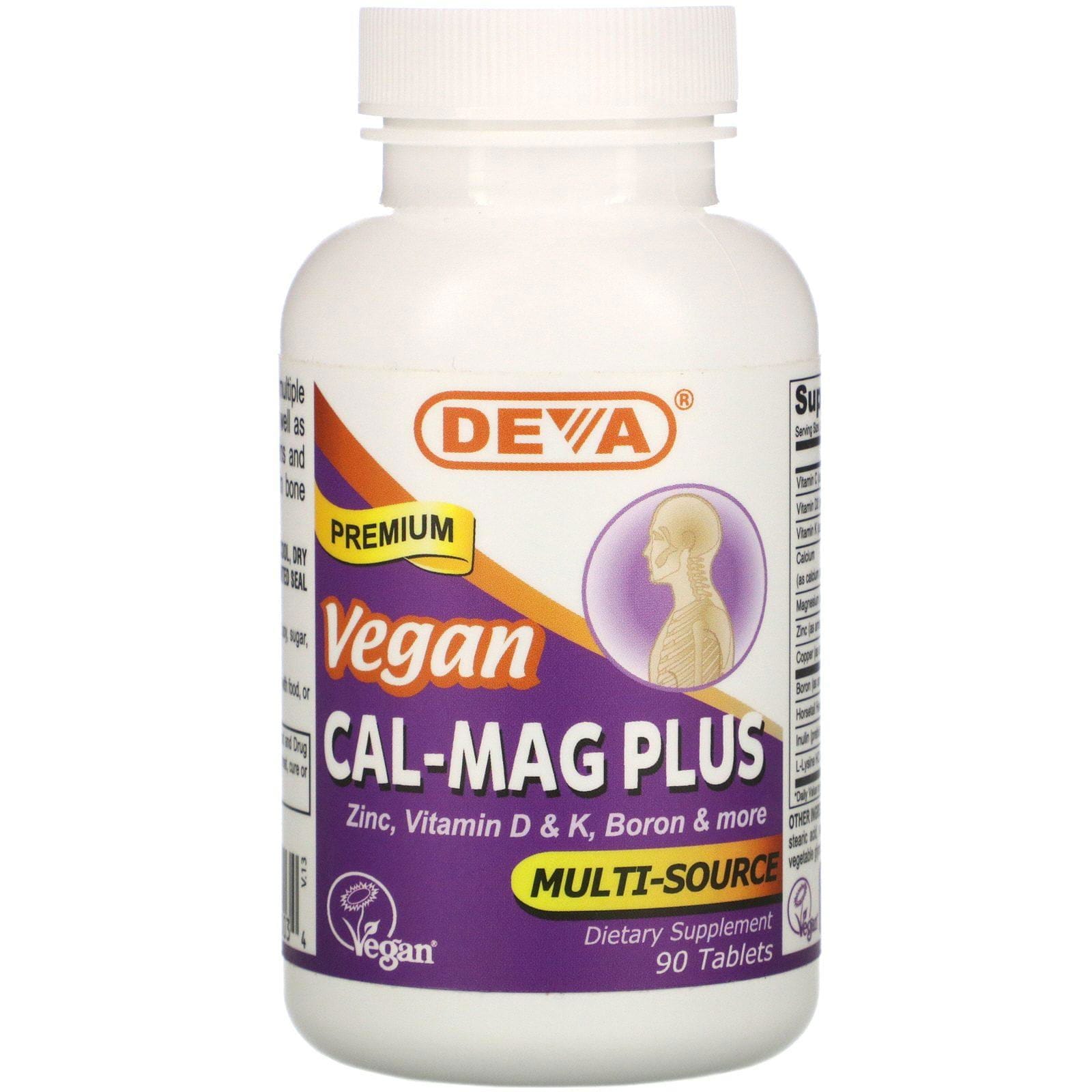 Deva, Suplemento prémium vegano a base de calcio y magnesio, 90 comprimidos