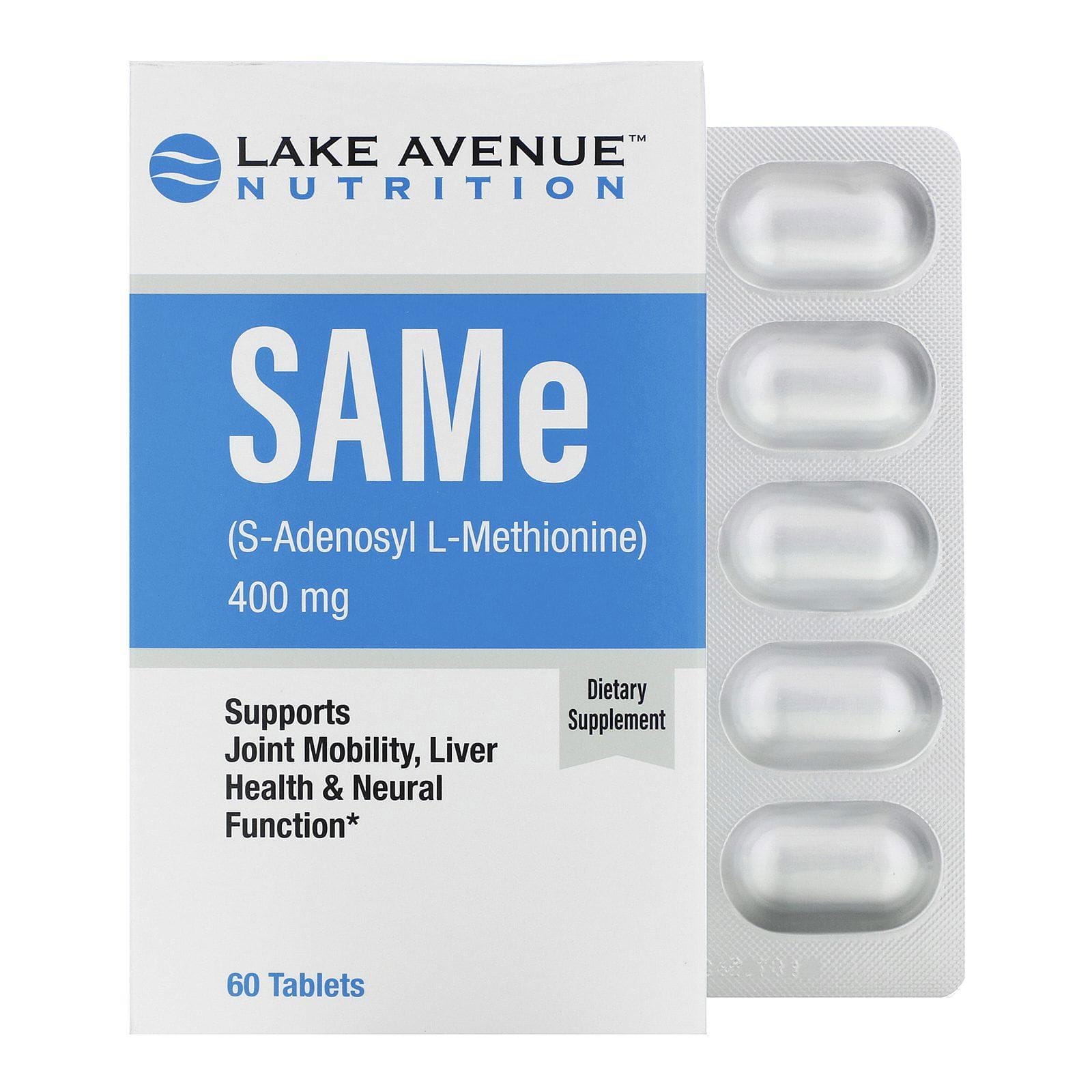 Lake Avenue Nutrition, SAMe (S-adenosil-metionina), 400 mg, 60 comprimidos