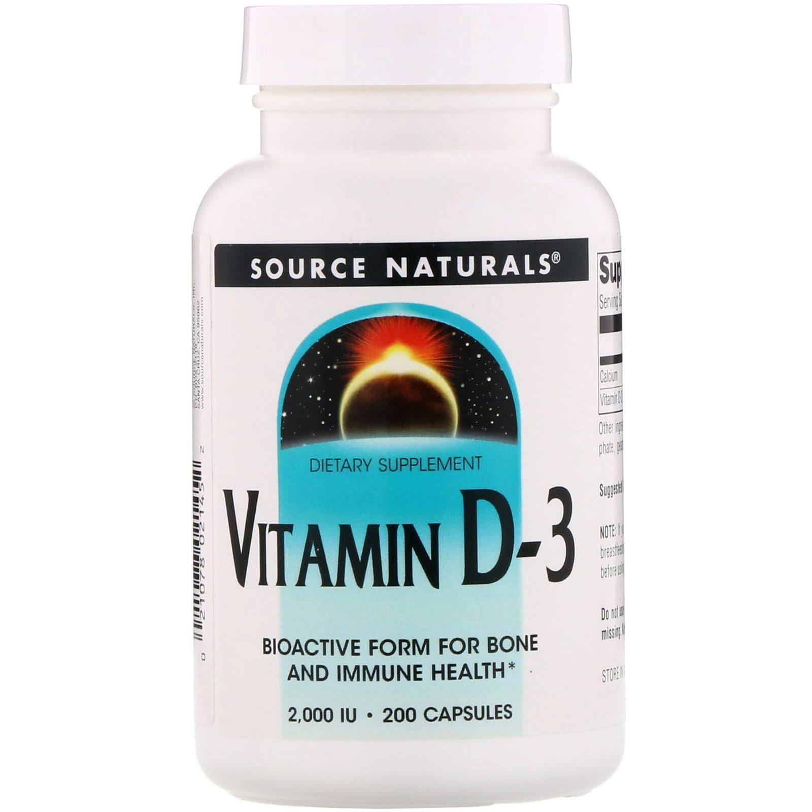 Source Naturals, Vitamina D-3, 2000 UI, 200 Cápsulas
