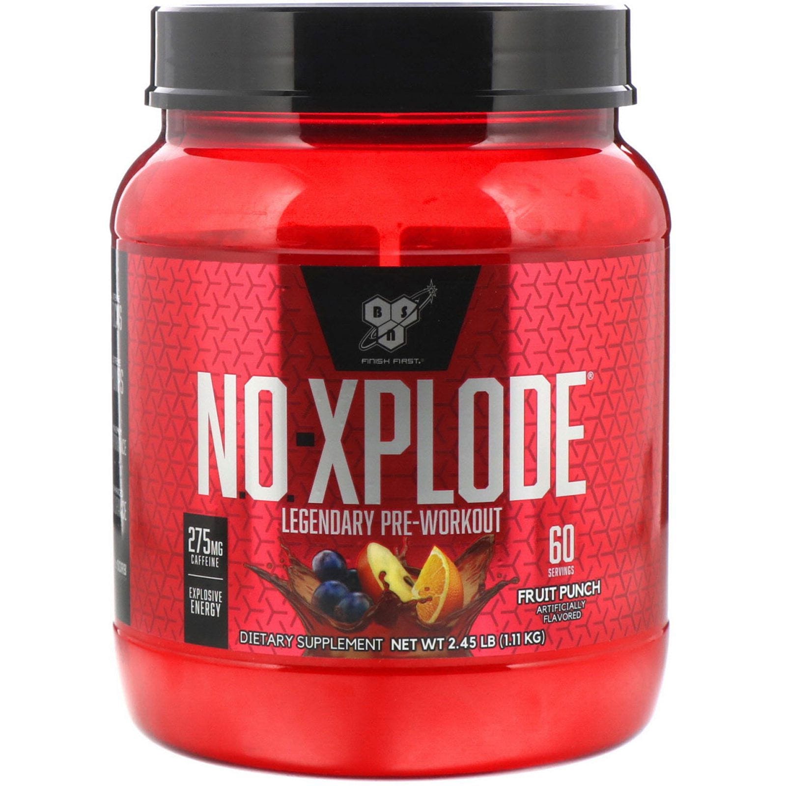 BSN, N.O.-Xplode, suplemento legendario para antes del ejercicio, ponche de frutas, 2,45 lb (1,11 kg)