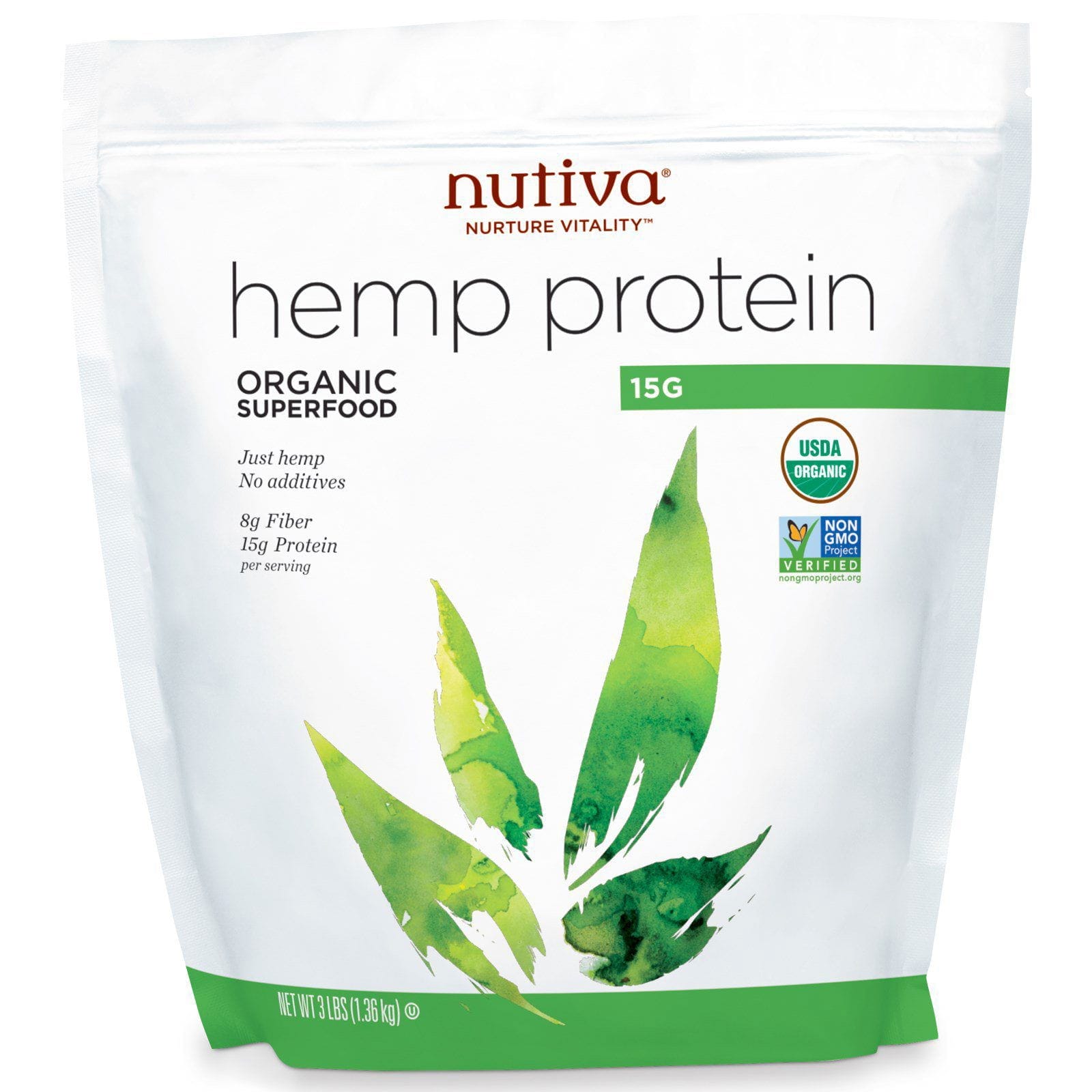 Nutiva, Proteína Orgánica de Cáñamo 15g, 3 lbs (1.36 kg)