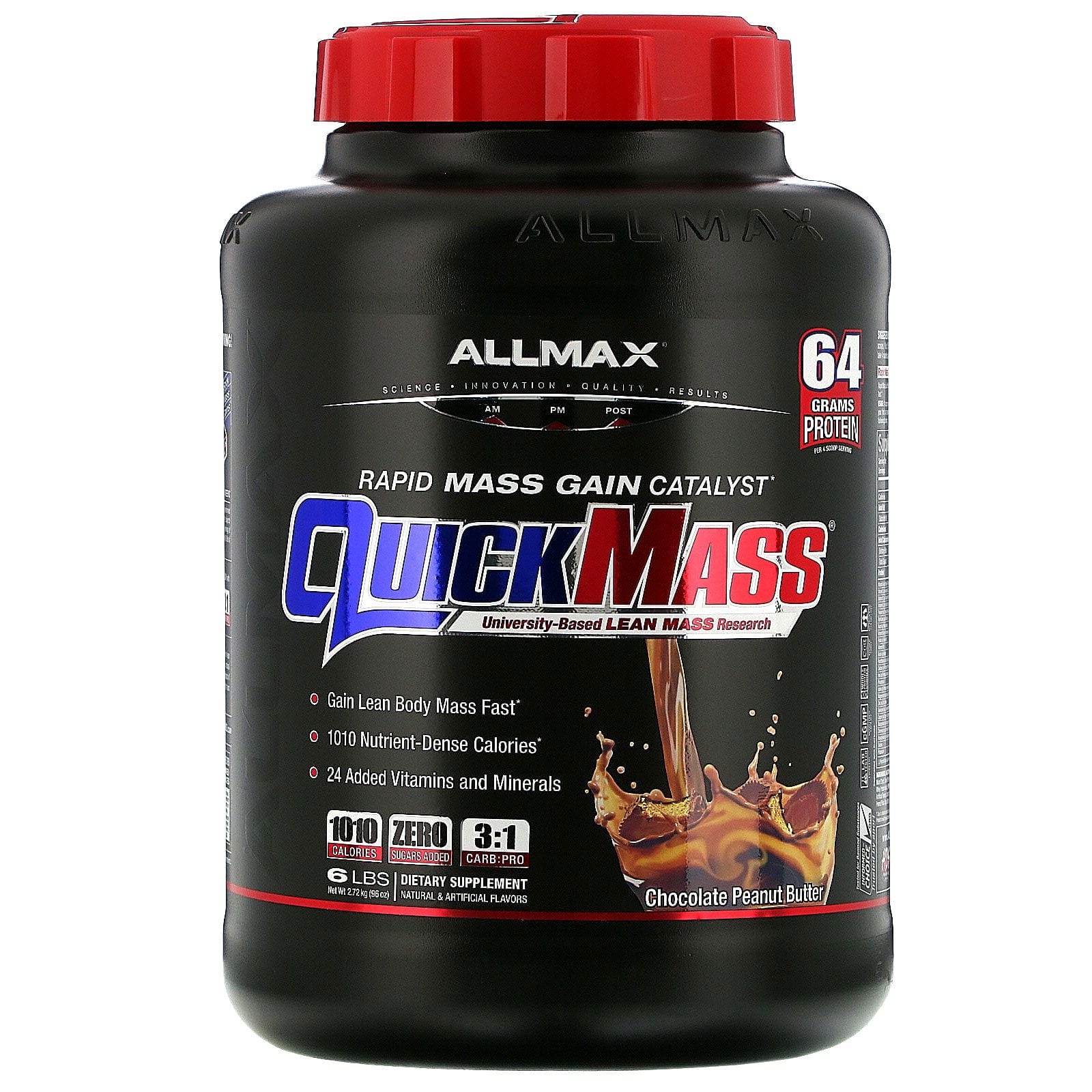 ALLMAX Nutrition, QuickMass, catalizador para ganar masa rápidamente, chocolate y mantequilla de maní, 6 lbs (2.72 kg)