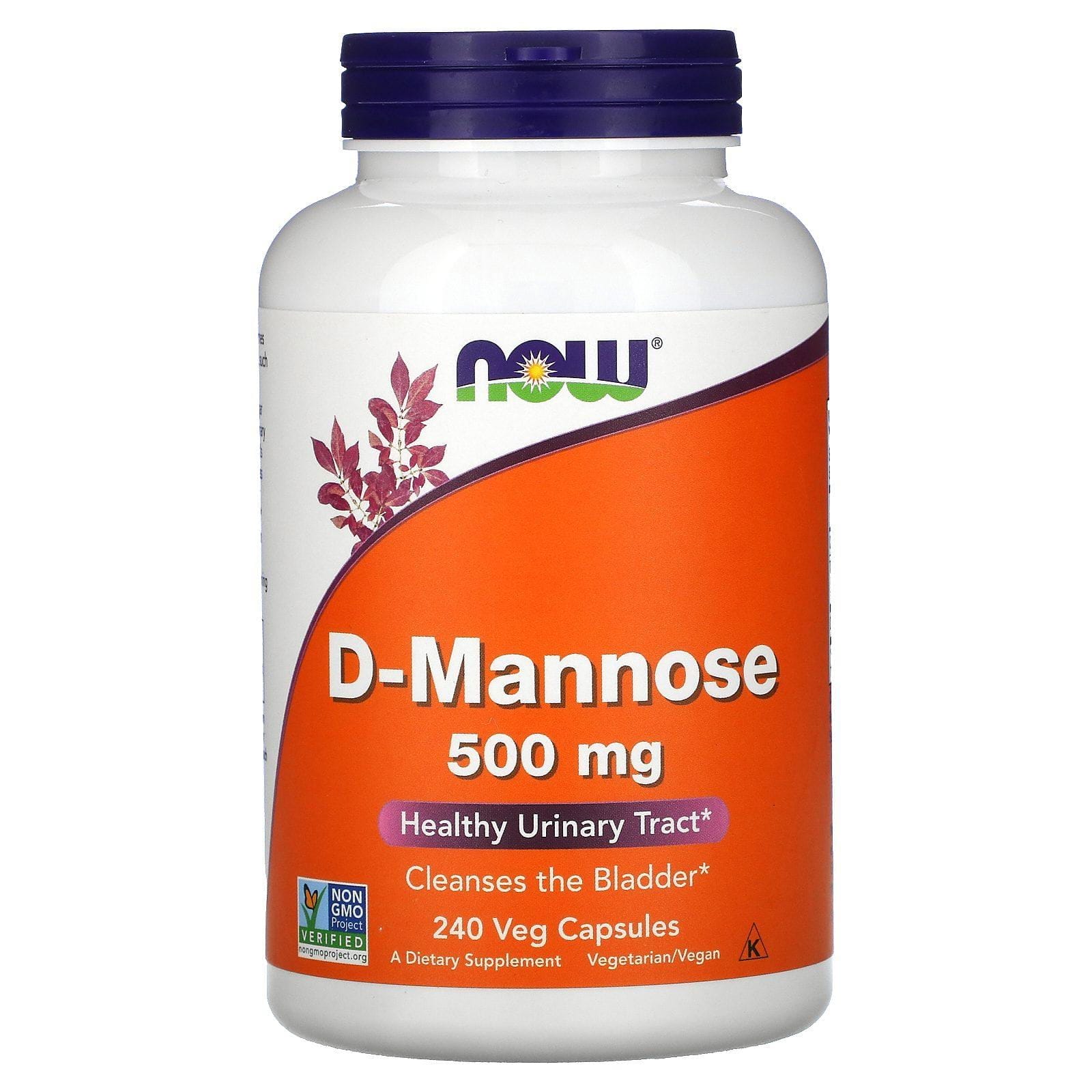 Now Foods, D-manosa, 500 mg, 240 cápsulas vegetales
