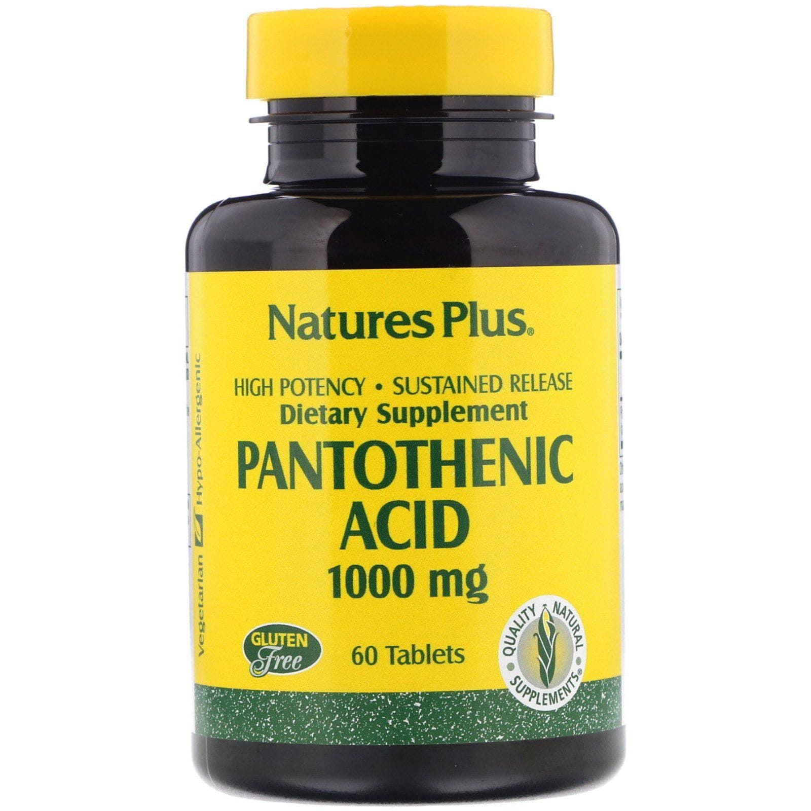 Nature's Plus, Ácido pantoténico, 1000 mg, 60 comprimidos