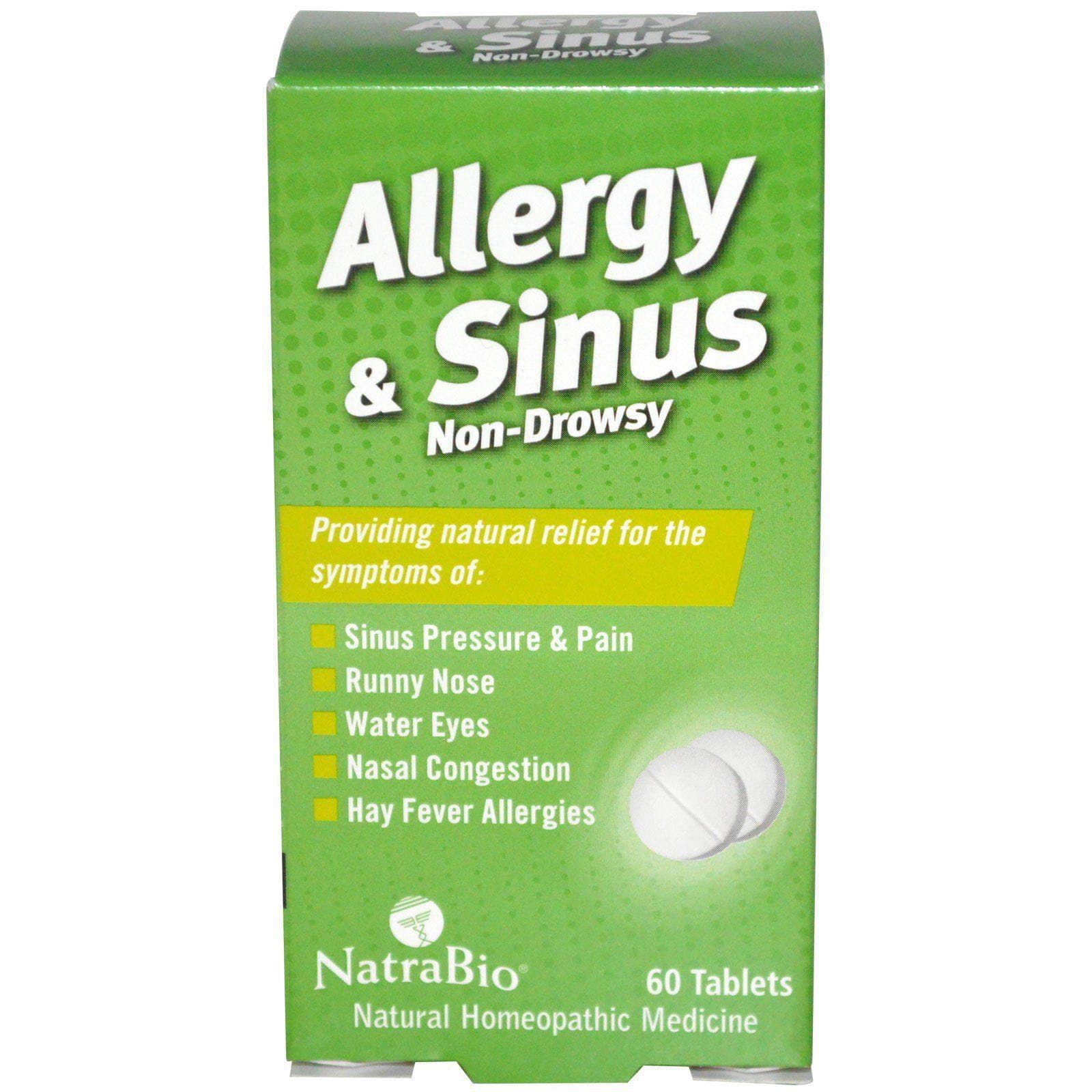 NatraBio, Allergy & Sinus, no produce somnolencia, 60 comprimidos