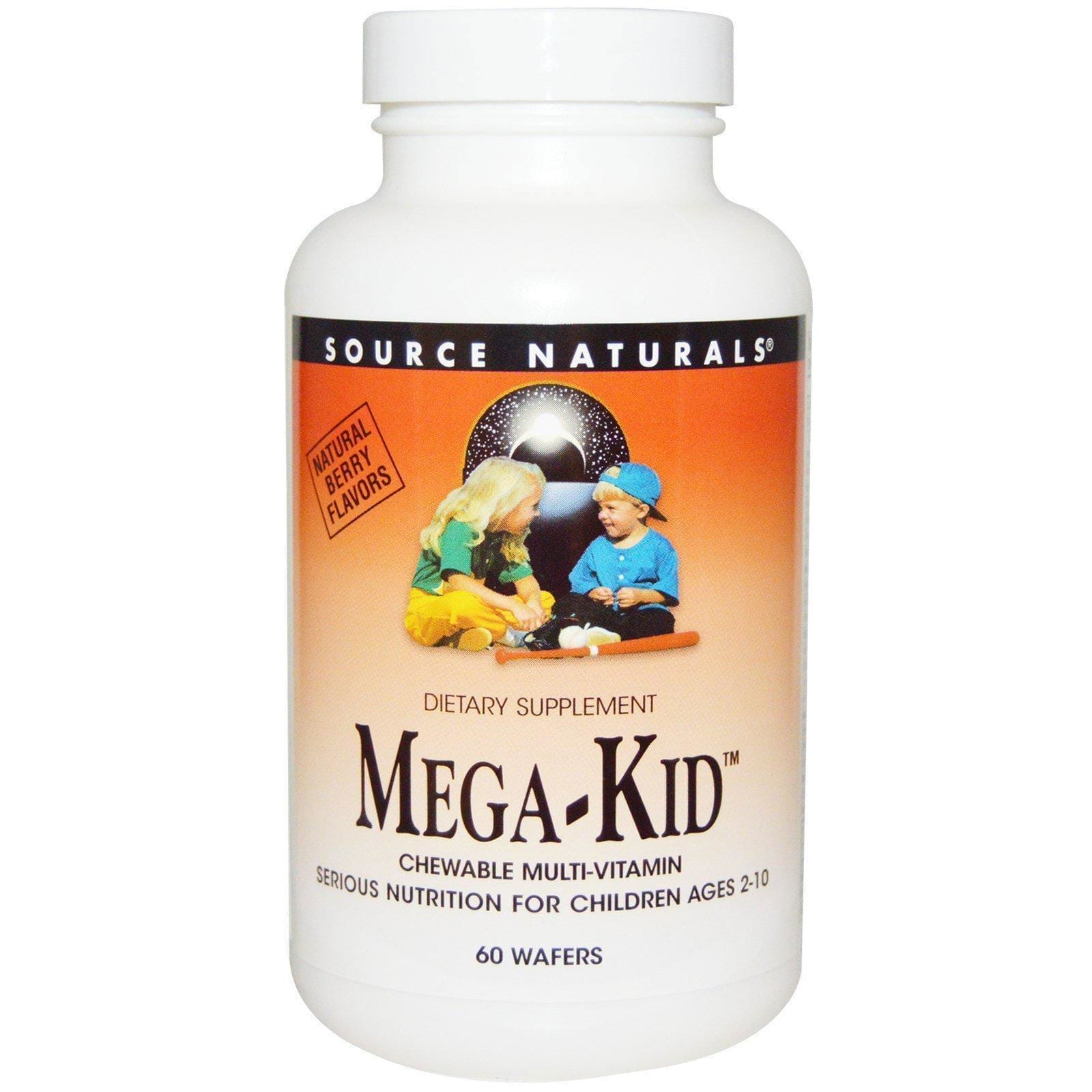 Source Naturals, Mega-Kid, Multi-Vitamínico masticable, Sabor natural a frutos del bosque, 60 obleas