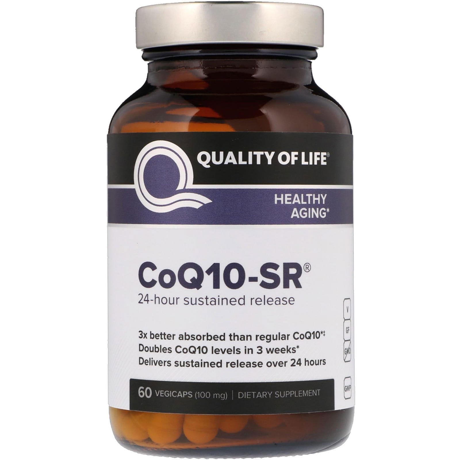 Quality of Life Labs, CoQ10-SR, 100 mg, 60 cápsulas vegetarianas