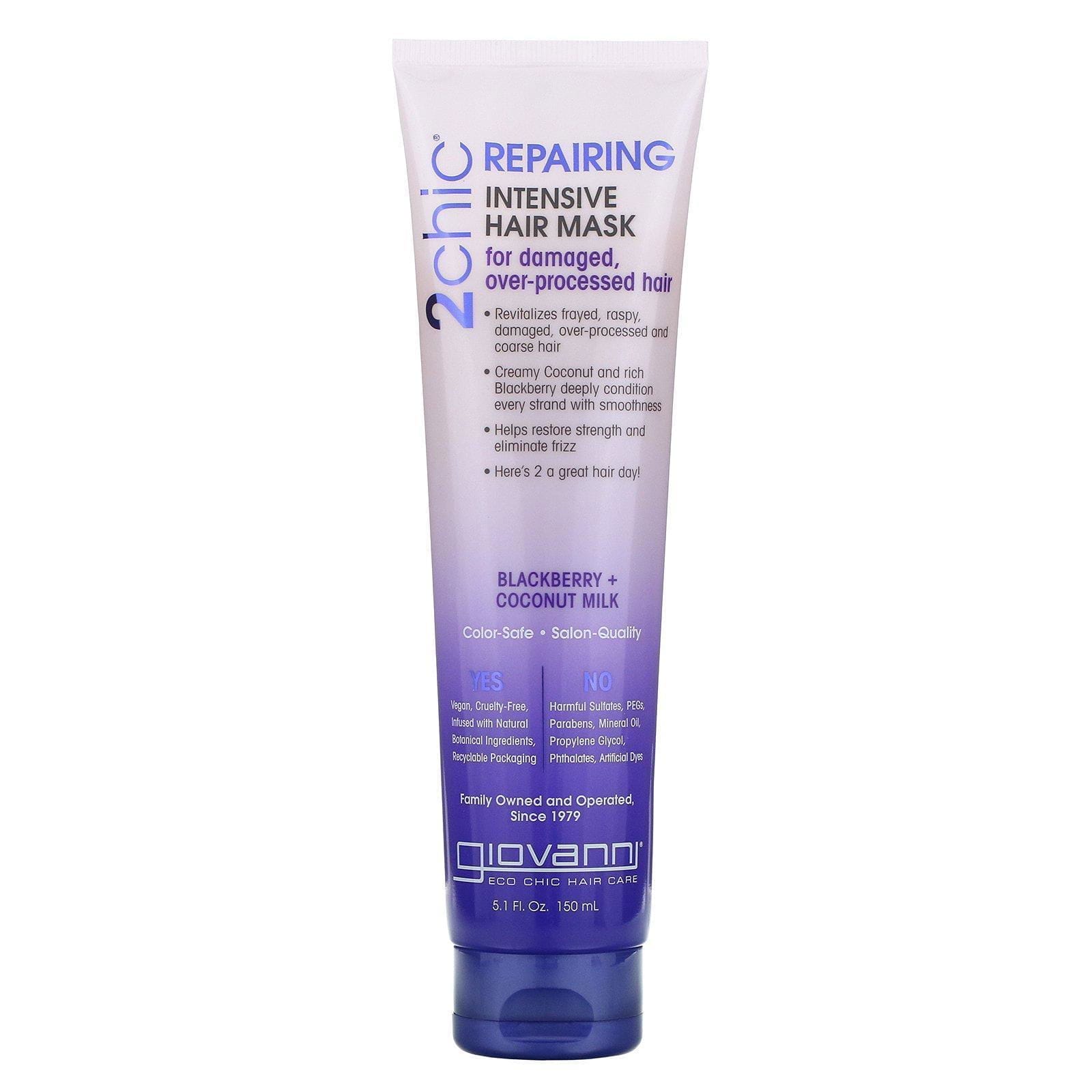 Giovanni, 2chic, reparación, mascarilla intensiva para el cabello, zarzamora y leche de coco, 5.1 fl oz (150 ml)