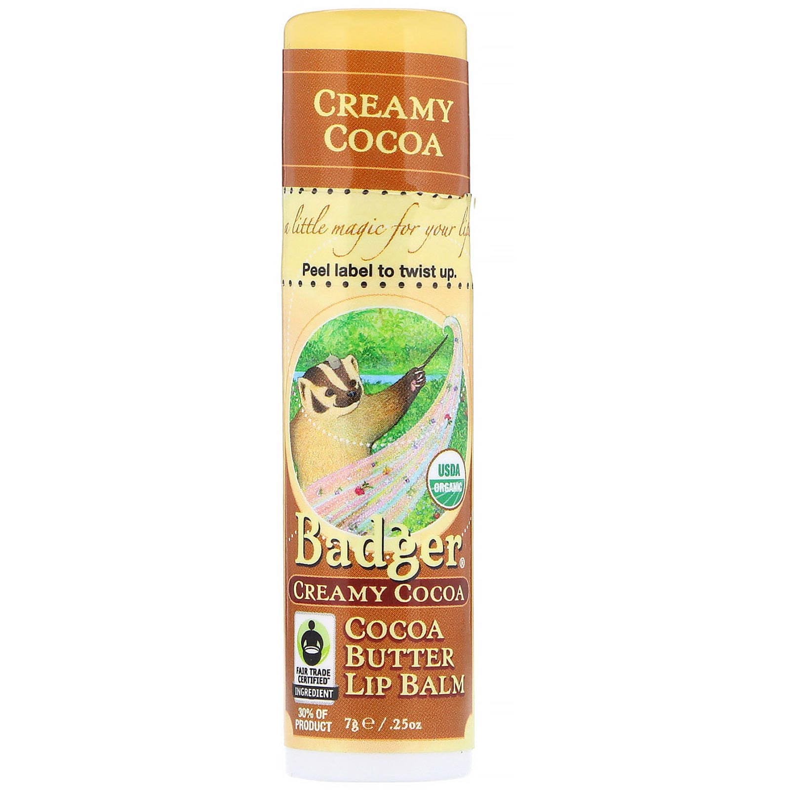 Badger Company, Bálsamo labial de manteca de cacao, Cacao cremoso, .25 oz (7 g)