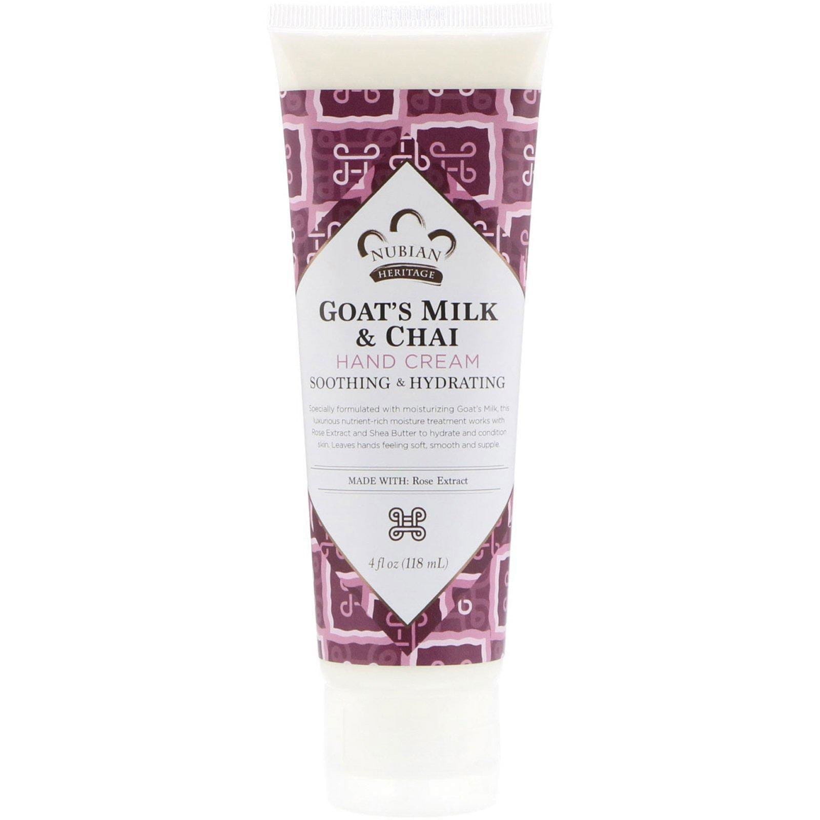 Nubian Heritage, Crème pour les mains, lait de chèvre et Chai