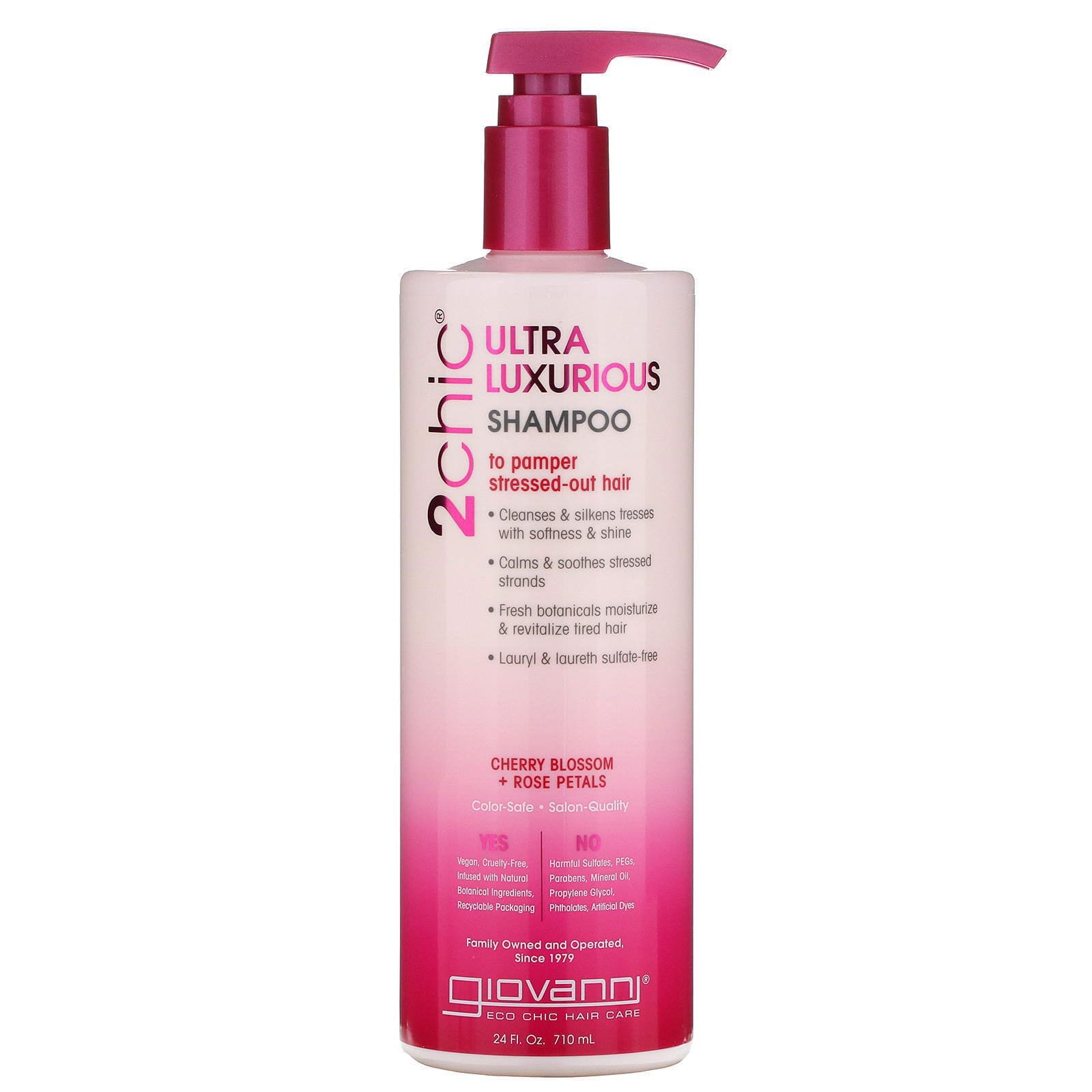 Giovanni, 2chic, champú ultra-lujoso, para mimar el pelo tensionado, flor de cerezo y pétalos de rosa, 24 fl oz (710 ml)