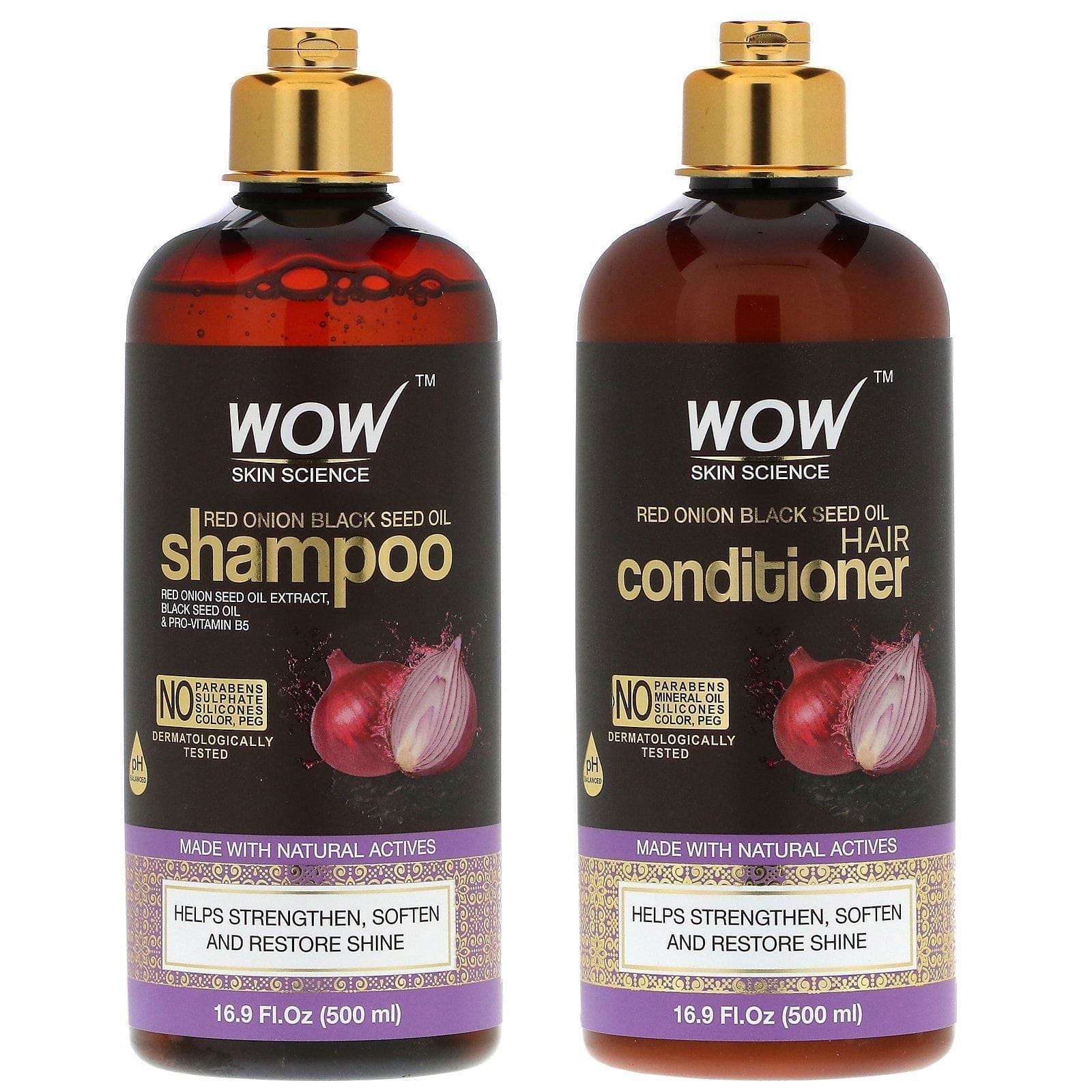 Wow Skin Science, Champú y acondicionador con aceite de semilla de cebolla morada y de neguilla, Kit de 2 piezas