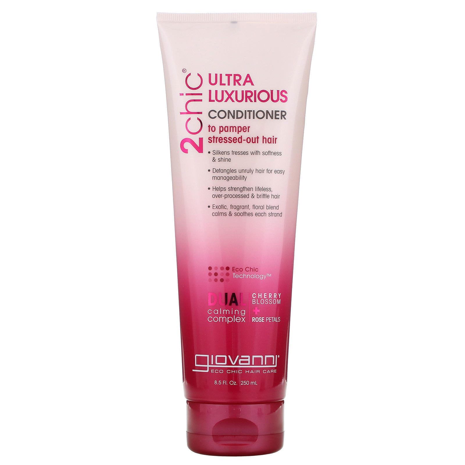 Giovanni, 2chic, acondicionador ultra lujoso, para mimar el cabello estresado, flor de cerezo y pétalos de rosa, 8.5 oz líquidas (250 ml)
