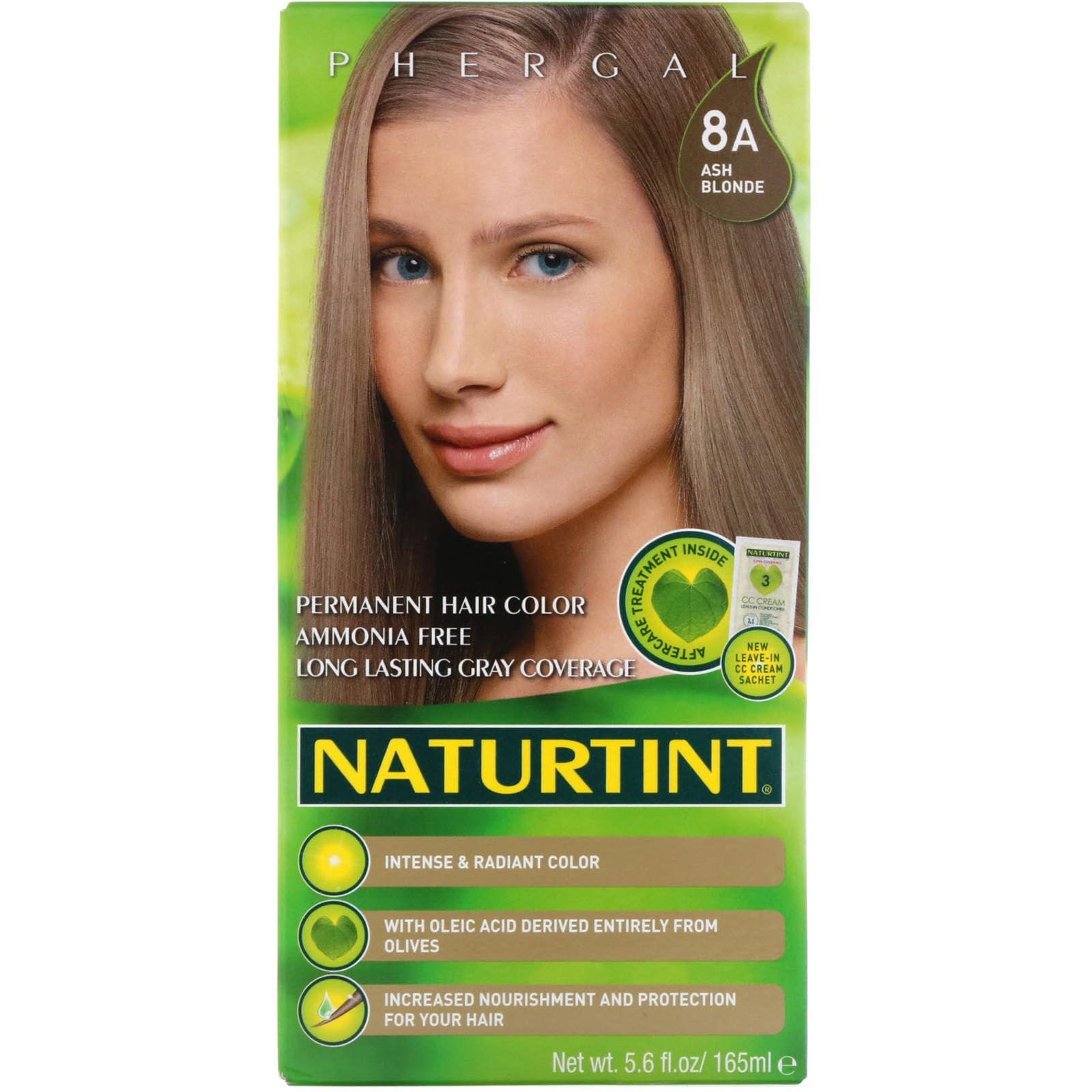 Naturtint, Tintura permanente para cabello, 8A Rubio Ceniza, 5,6 fl oz (165 ml)