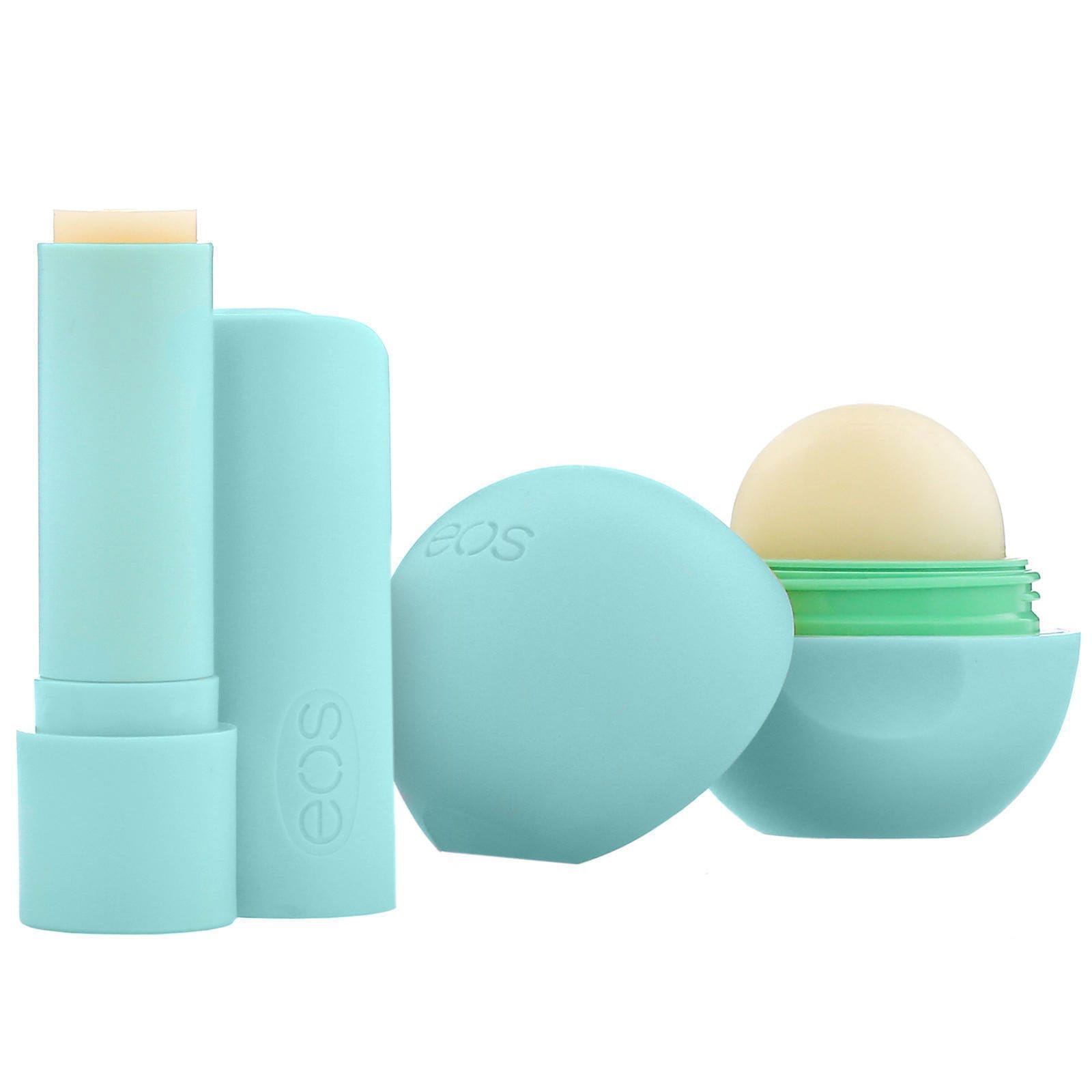 EOS, Bálsamo labial de karité 100 % natural, menta dulce, 2 paquetes, 11 g (0,39 oz)