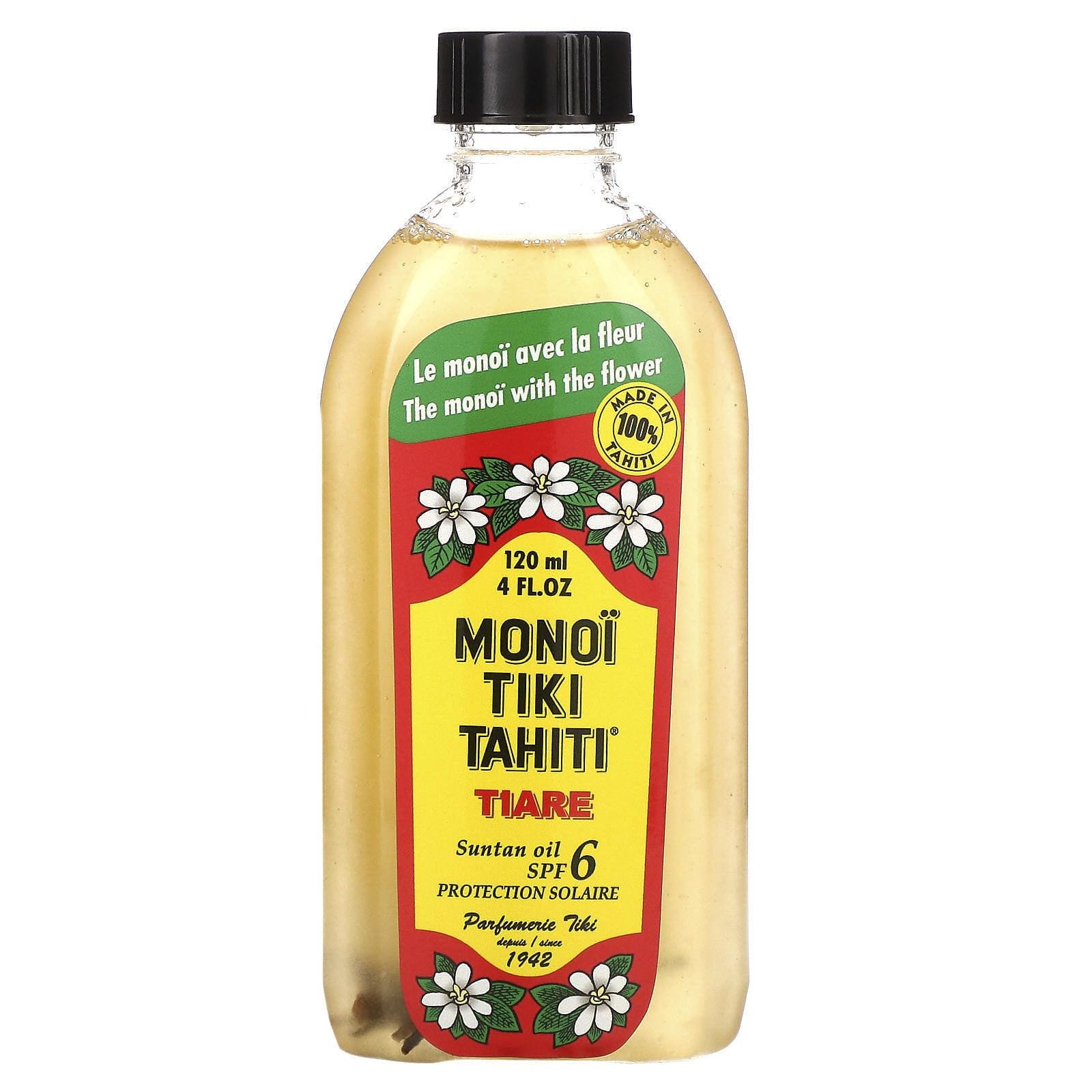 Monoi Tiare Tahiti, Aceite bronceador SPF 6 protección solar, 4 fl oz (120 ml)