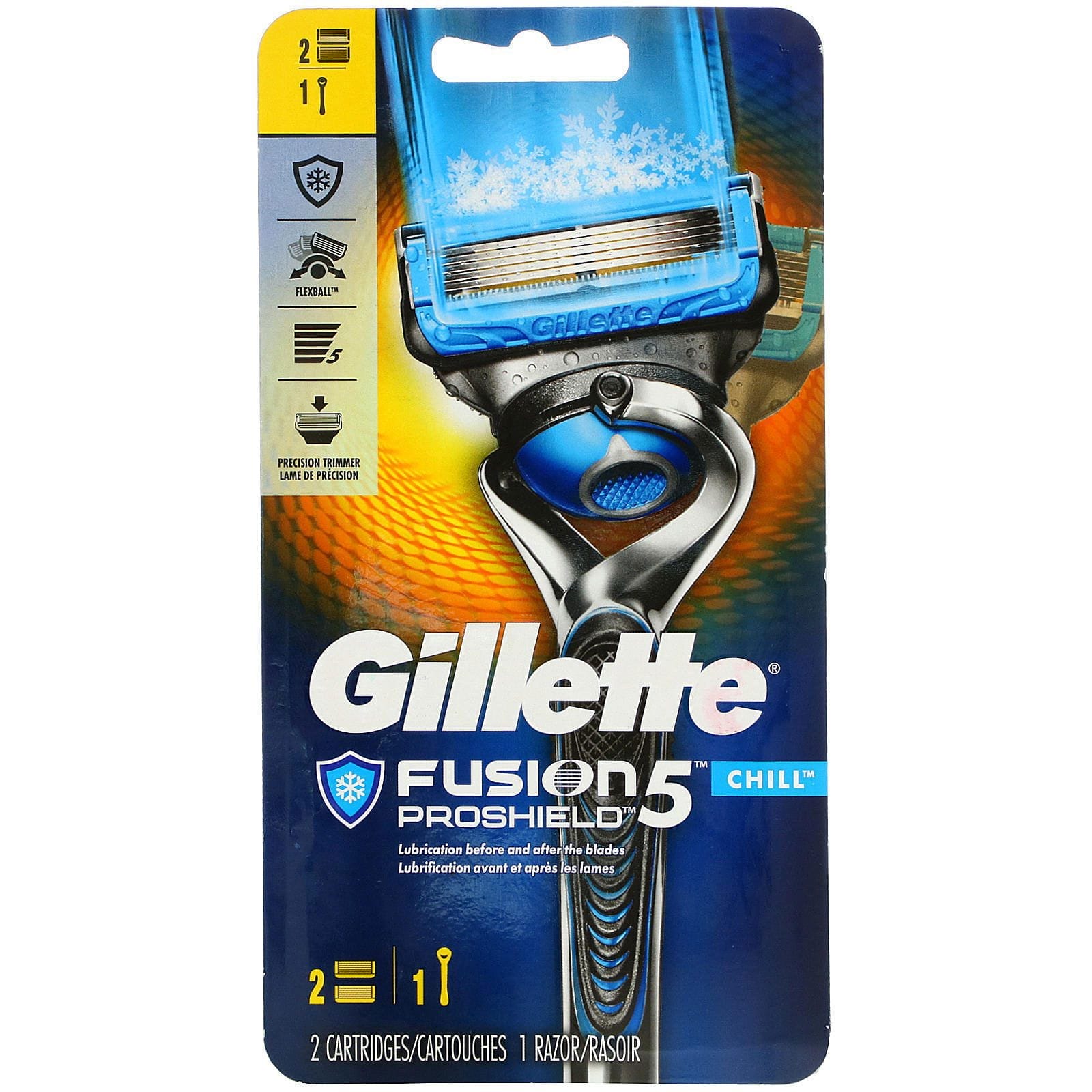 Gillette, Afeitadora Fusion5 Proshield, Chill, 1 afeitadora y 2 cartuchos