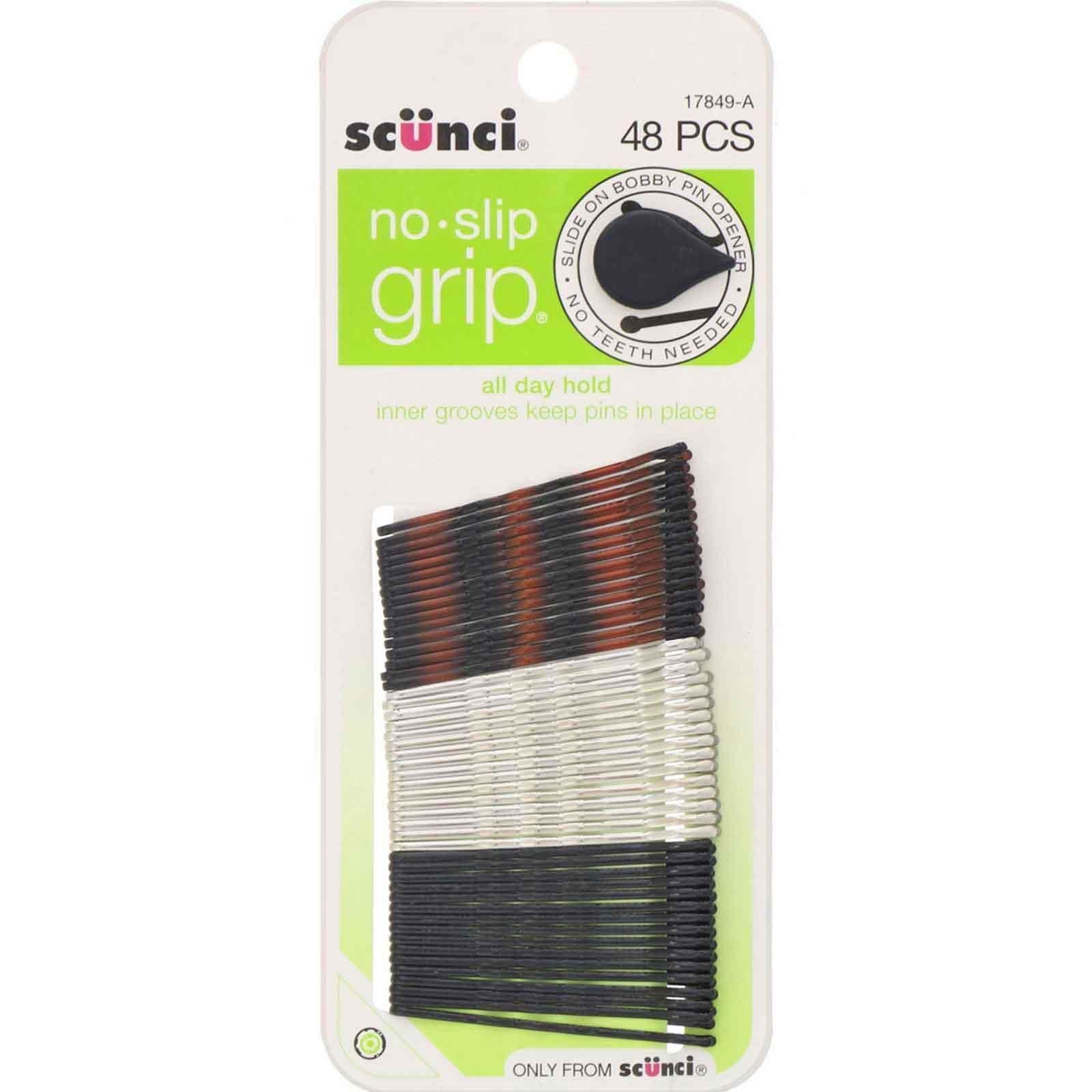 Scunci, No Slip Grip, Pasador antideslizante, con una sujeción para todo el día, varios colores, 48 unidades