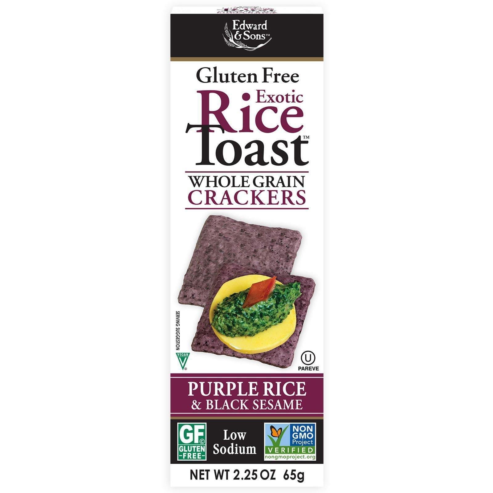 Edward & Sons, Tostada de arroz exótico, galletas de grano entero, arroz púrpura y sésamo negro, 2.25 oz (65 g)