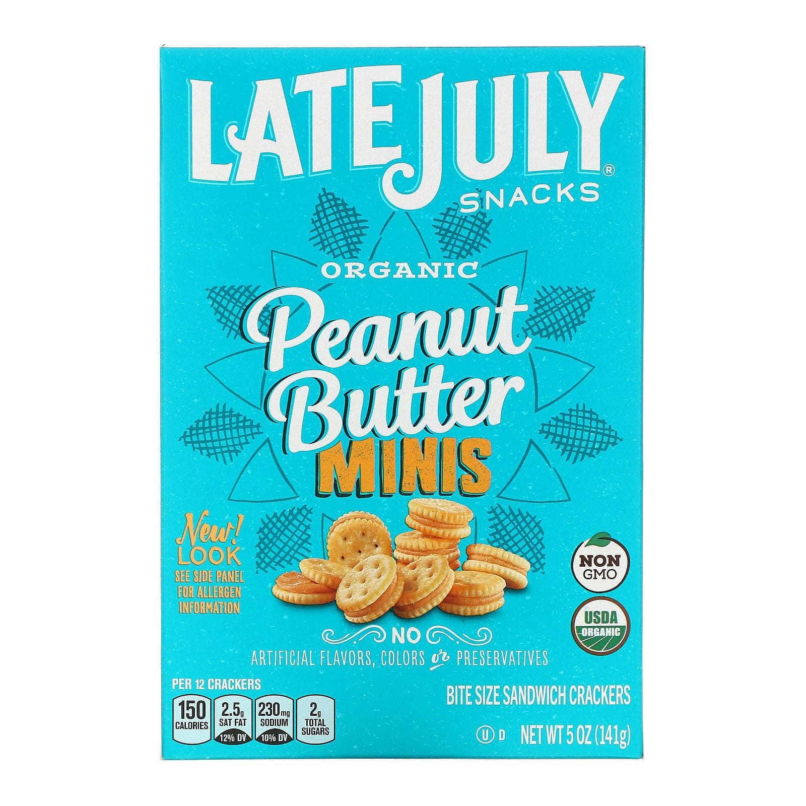 Late July, Minigalletas sándwiches orgánicas para comer de un solo bocado, mantequilla de maní, 141 g (5 oz)