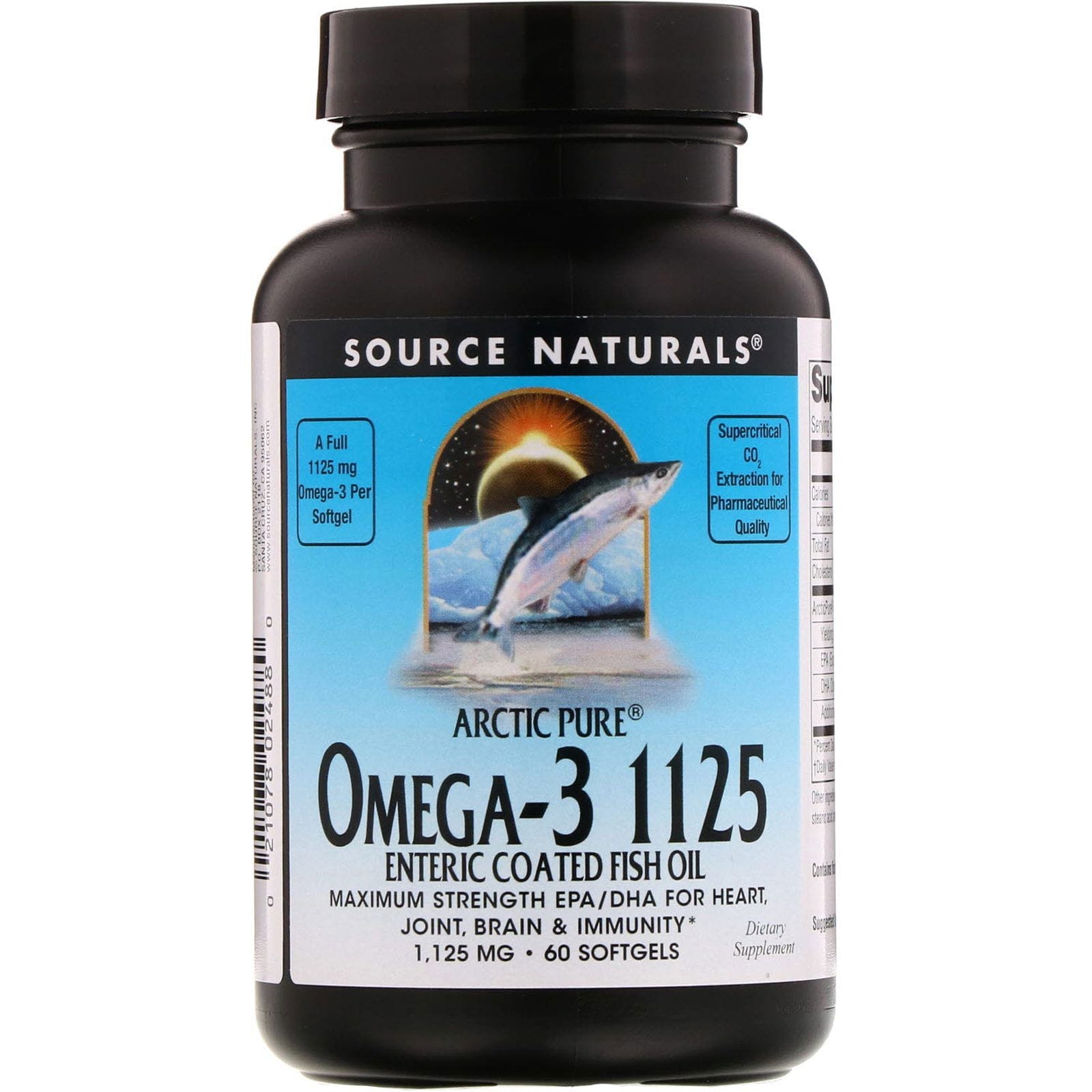 Source Naturals, Arctic Pure, Aceite de Pescado con Recubrimiento Entérico Omega-3 1125, 1,125 mg, 60 Pastillas Blandas de Gel