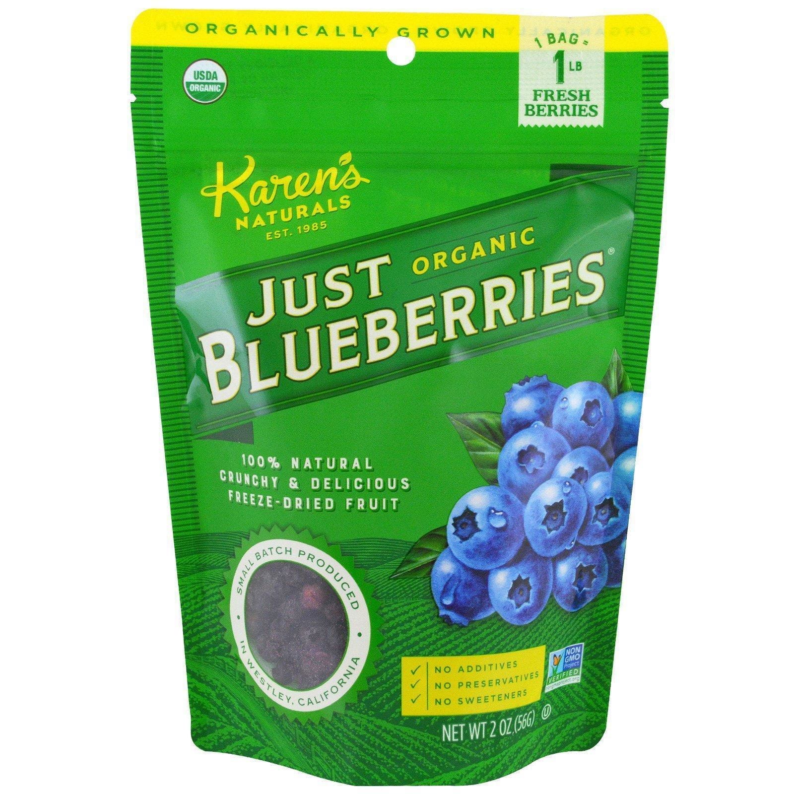 Karen's Naturals, Solamente arándanos orgánicos, frutas secas por congelado, 2 oz (56 g)