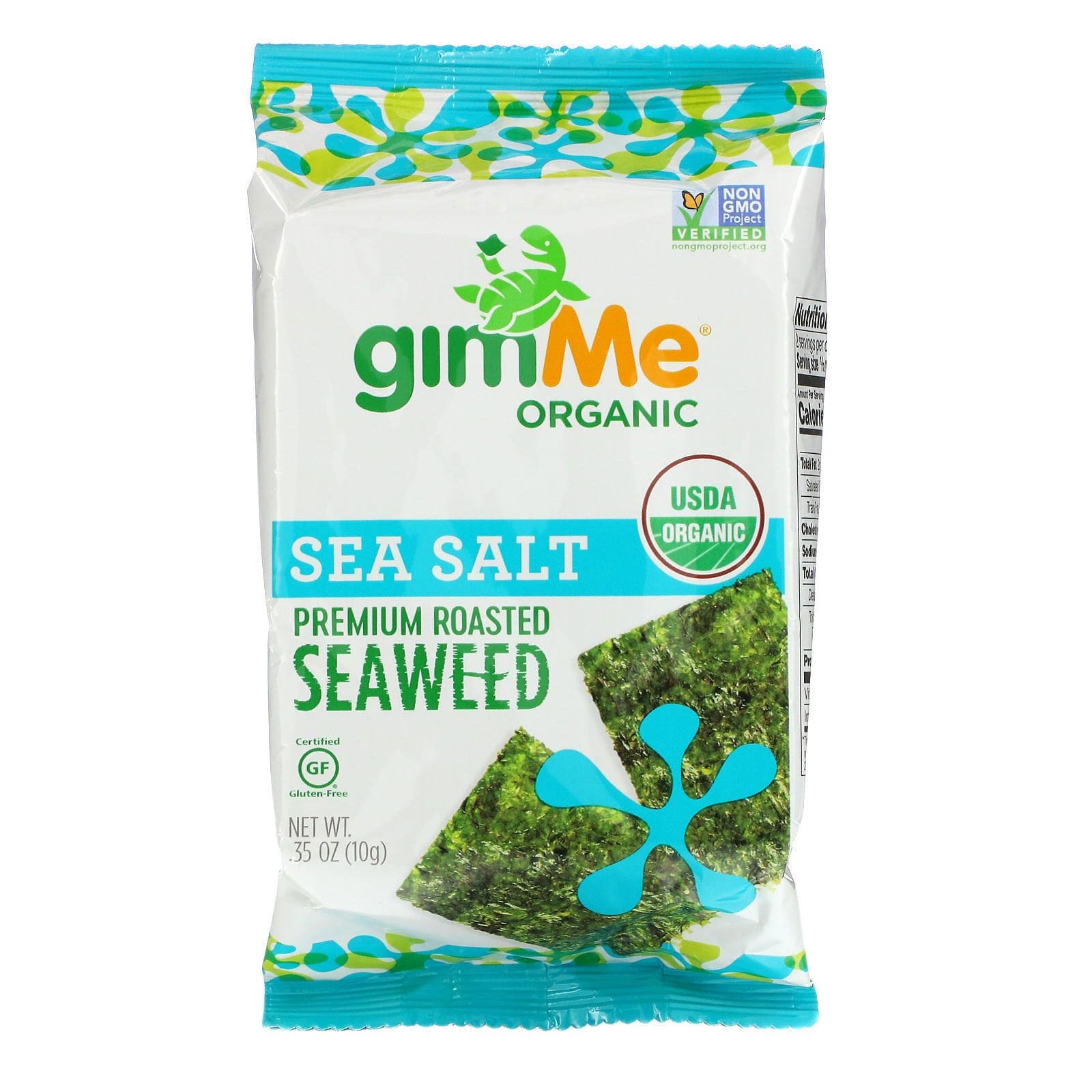 gimMe, Premium Roasted Seaweed, Sea Salt, 0.35 oz (10 g)