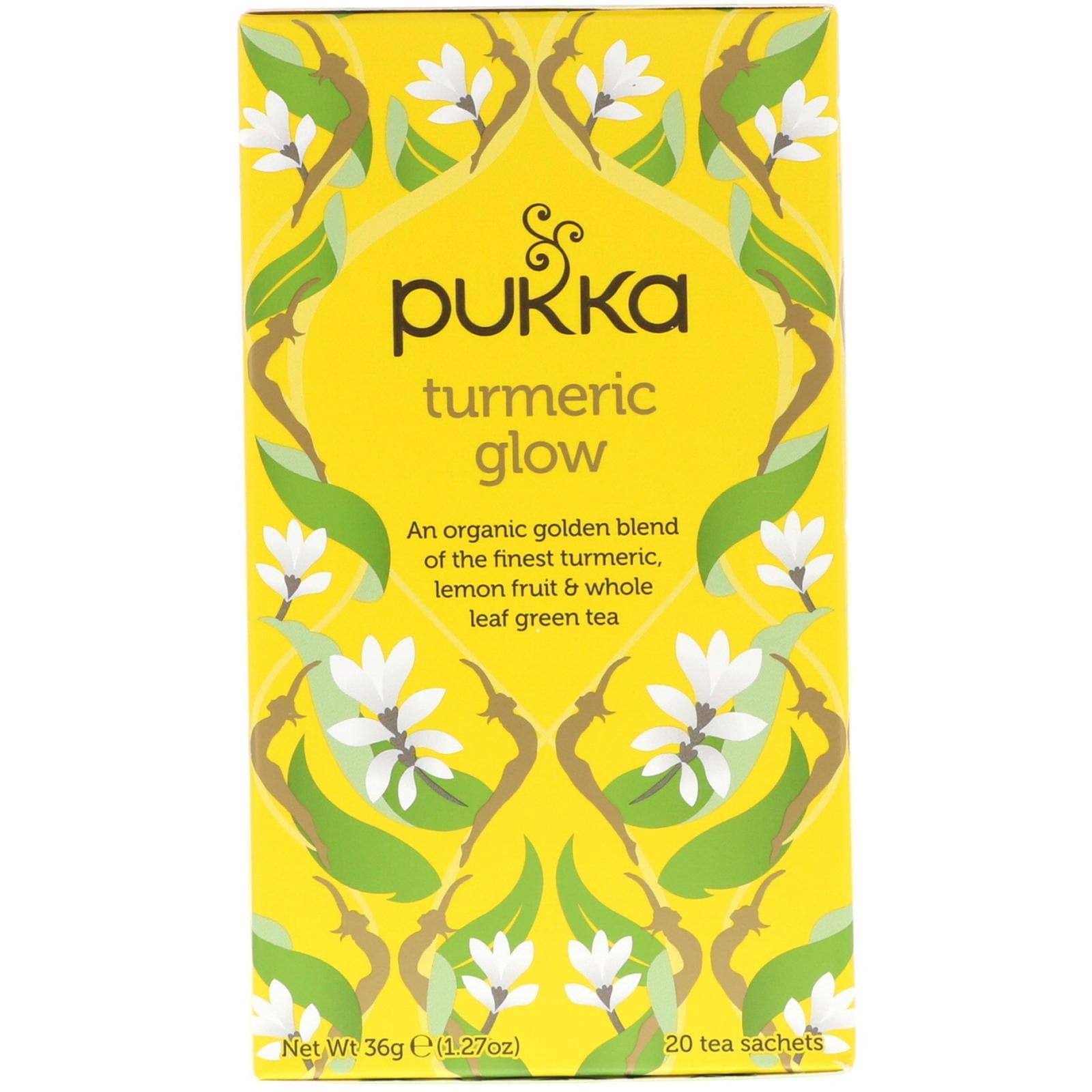 Pukka Herbs, Té de cúrcuma Glow, 20 Sachets de Té, 1.27 oz (36 g)
