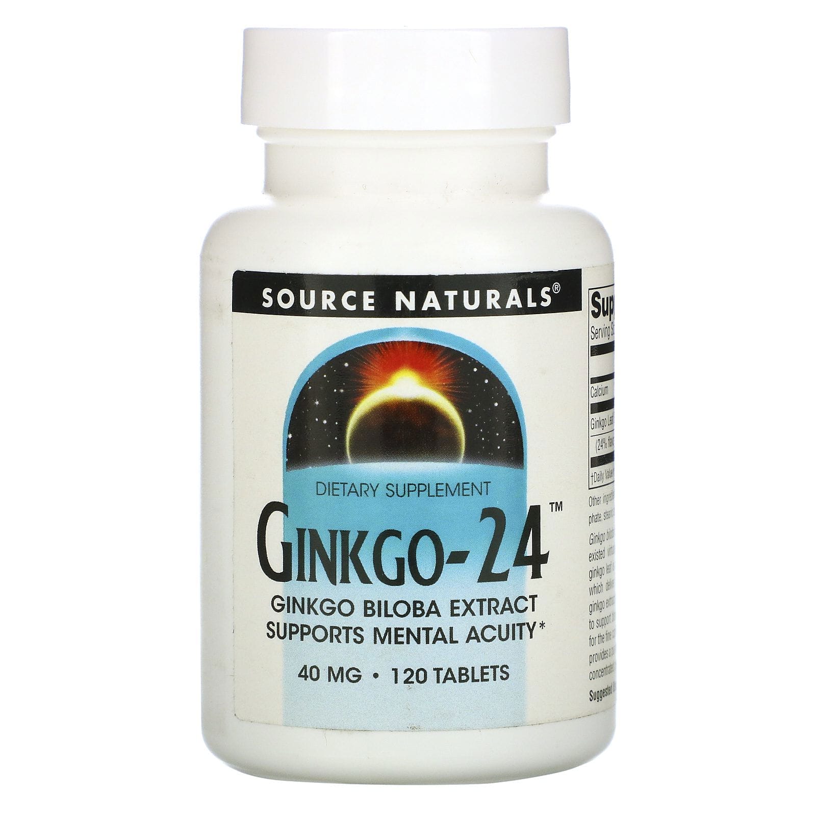 Source Naturals, Ginkgo-24, 40 mg, 120 comprimidos