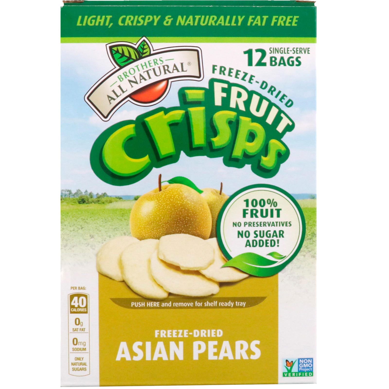 Brothers-All-Natural, Fruit-Crisps, Asian Pears, 12 Single-Serve Bags, 10 g Each