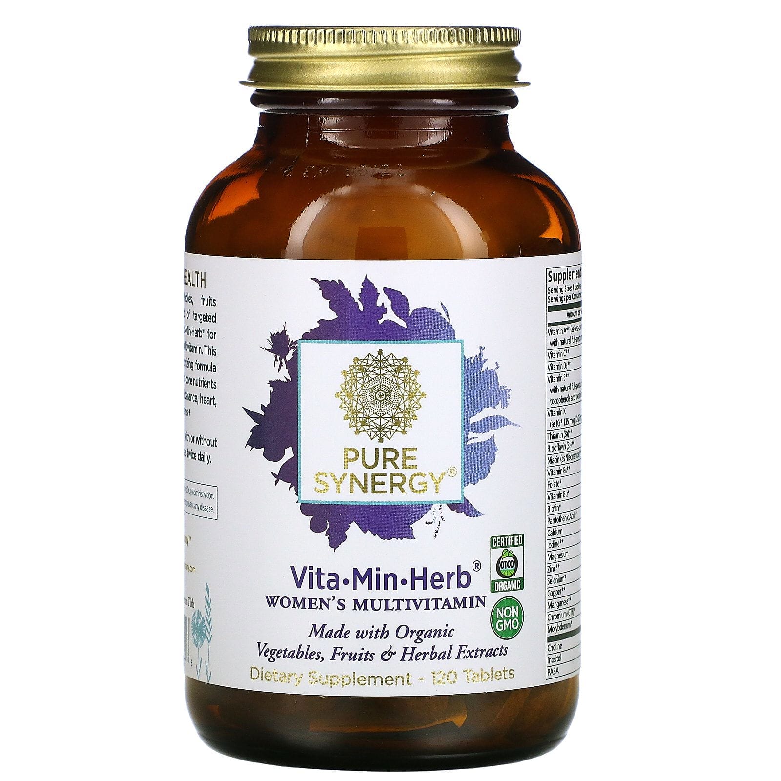 Pure Synergy, Vita·Min·Herb, Suplemento multivitamínico para mujeres, 120 comprimidos
