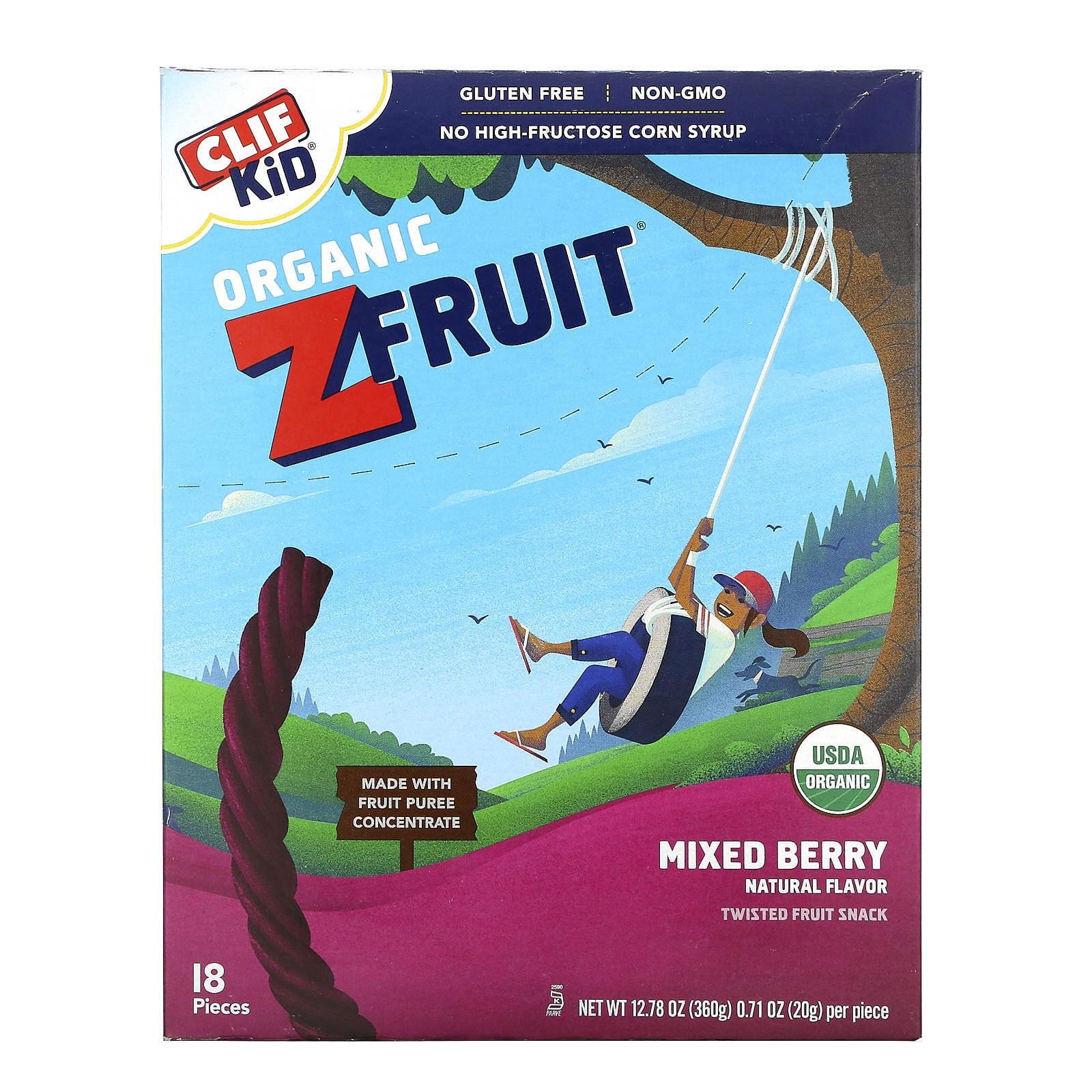 Clif Bar, Clif Kid, cuerda de ZFruit orgánica, bayas mixtas, 18 piezas, 0.7 oz (20 g) c/u