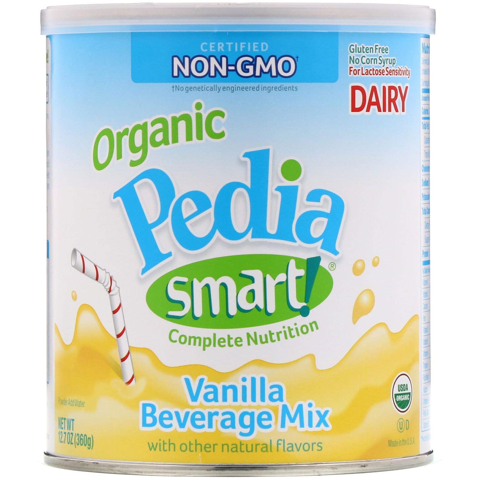 Nature's One, Organic, Pedia Smart!, Complete Nutrition Beverage Mix, Vanilla, 12.7 oz (360 g)
