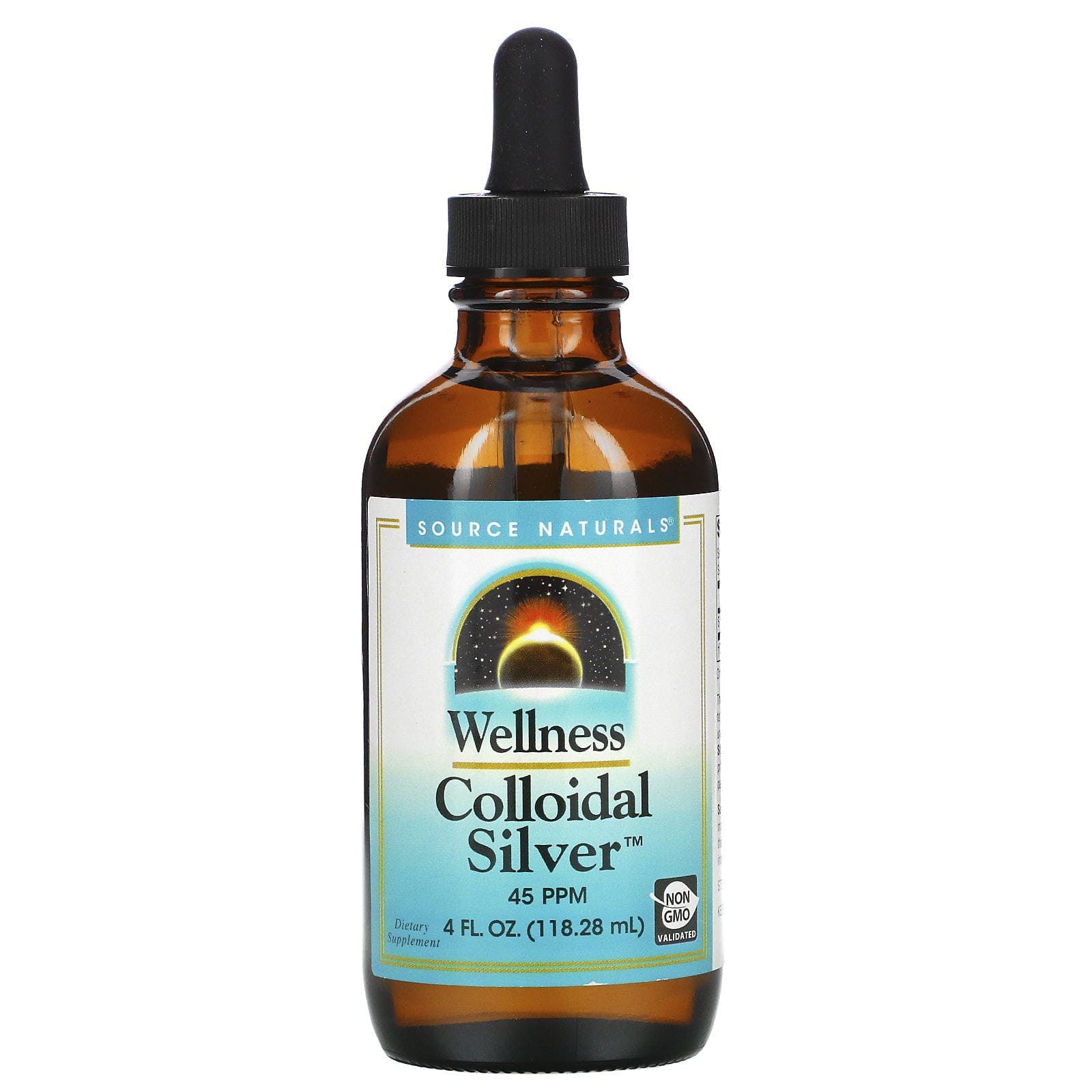 Source Naturals, Plata coloidal de bienestar, 45 PPM, 4 fl oz (118.28 ml)