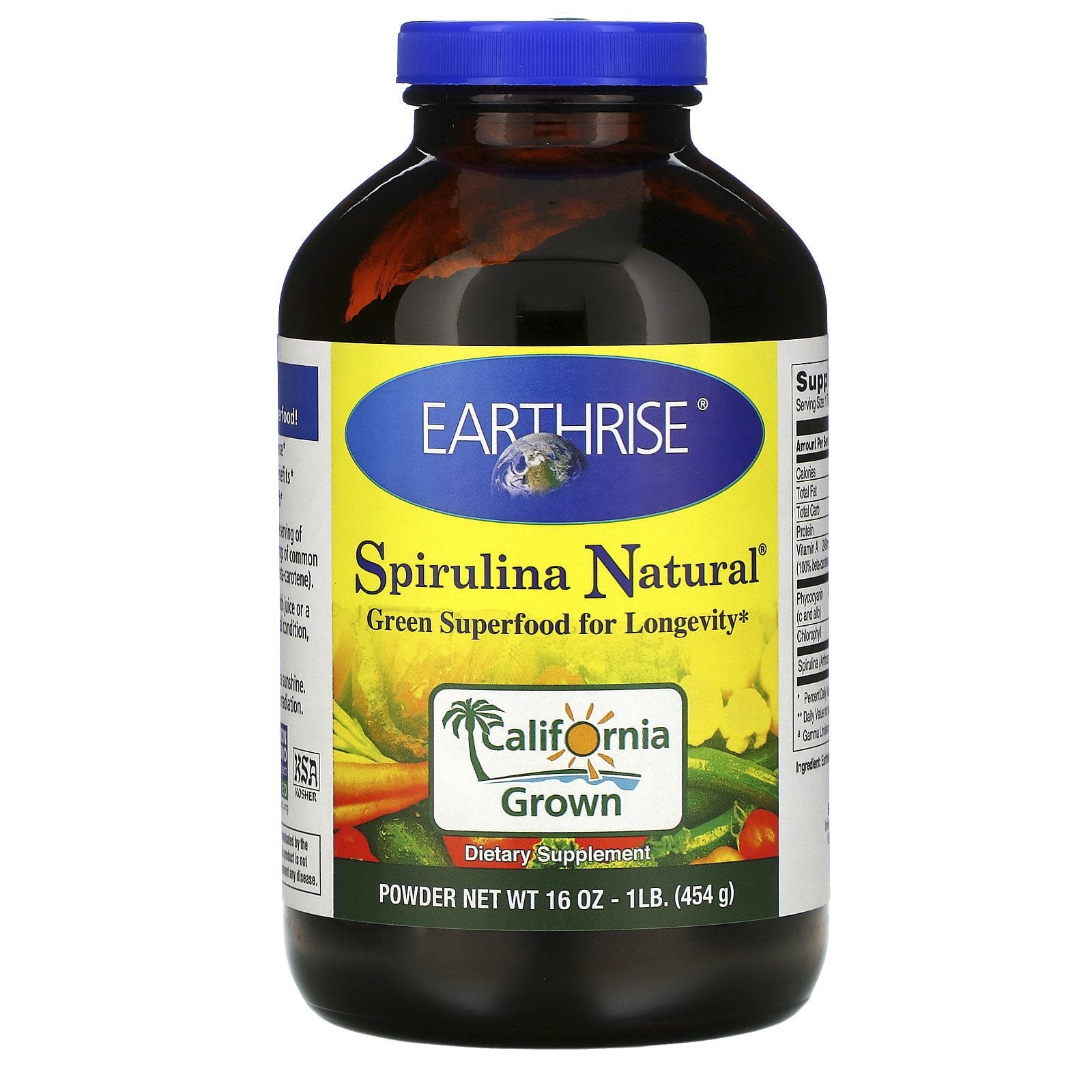 Earthrise, Espirulina natural en polvo, 16 oz (454 g)